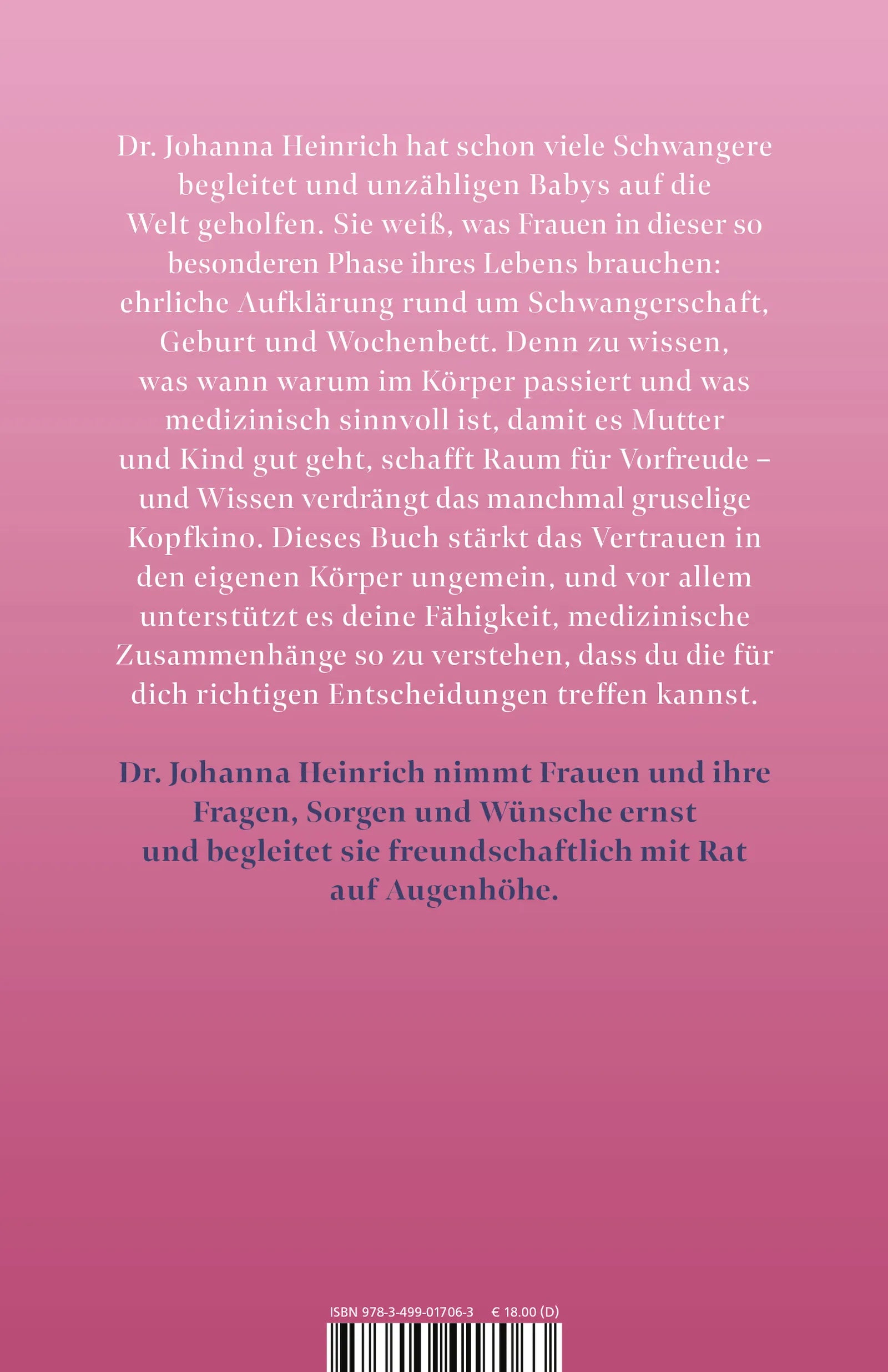 Buchrückseite von 'Glücklich schwanger' mit Klappentext - Paperback