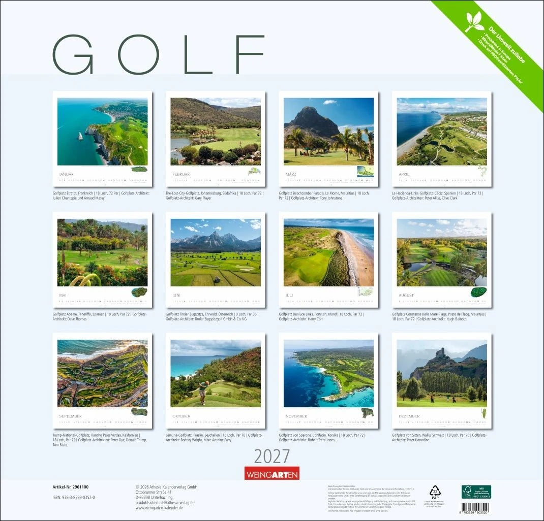 Golf Kalender 2027 – Ansicht