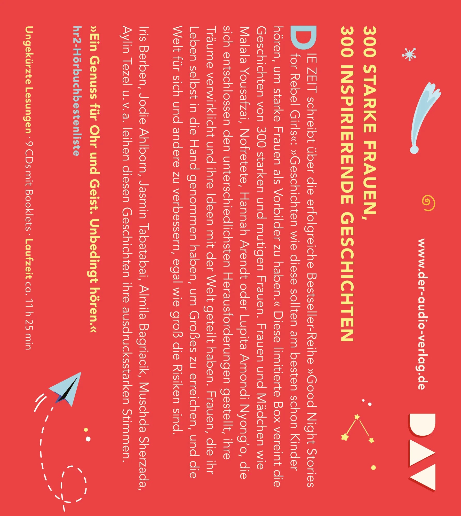 Buchrückseite von 'Good Night Stories for Rebel Girls – Die große Box' mit Klappentext - Hörbuch (CD)