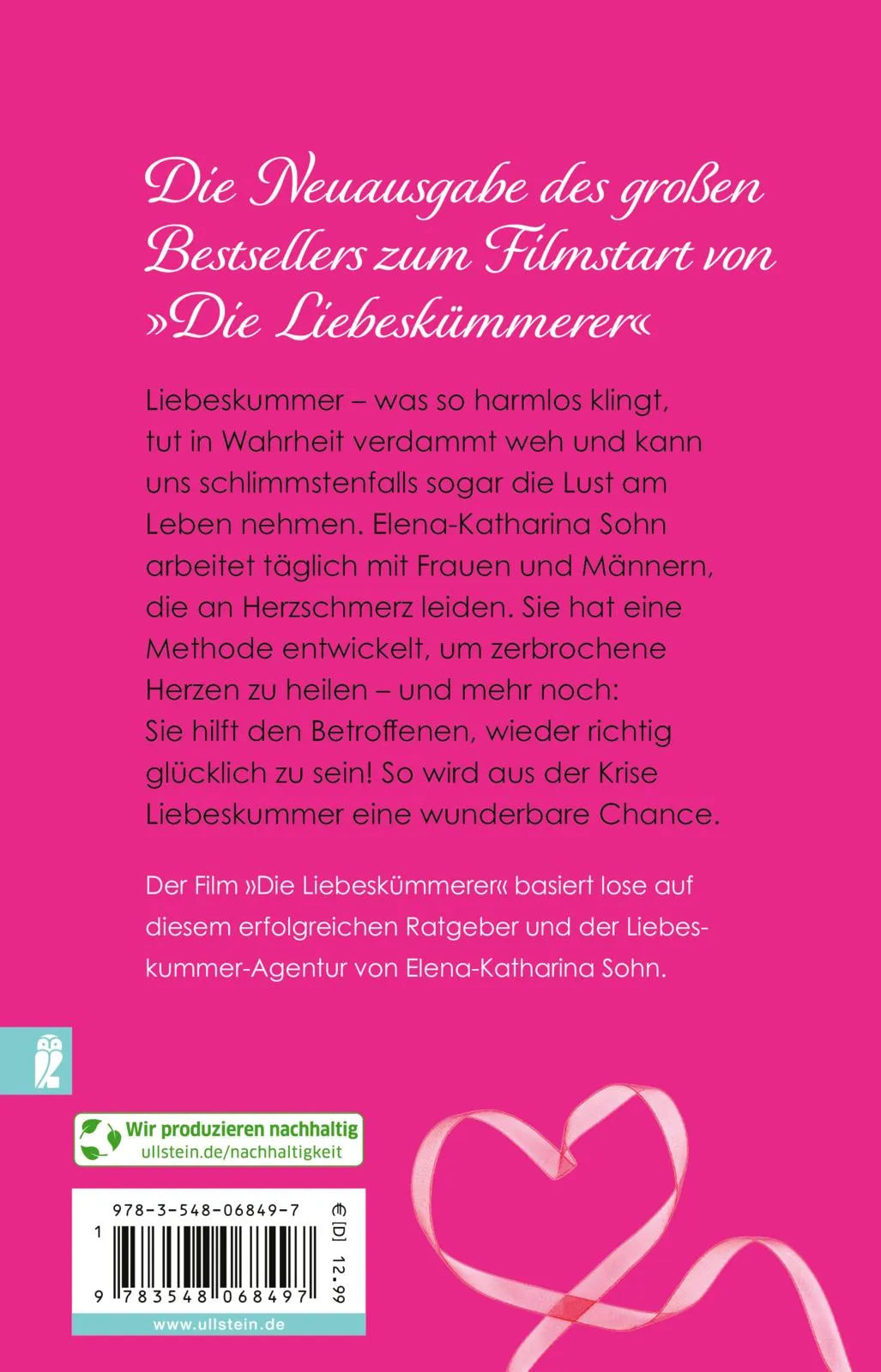 Buchrückseite von 'Goodbye Herzschmerz' mit Klappentext - Taschenbuch