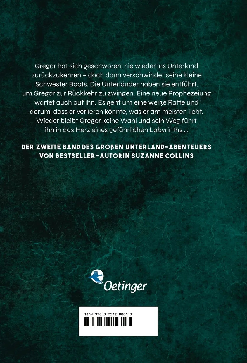Buchrückseite von 'Gregor 2. Gregor und der Schlüssel zur Macht' mit Klappentext - Gebundene Ausgabe