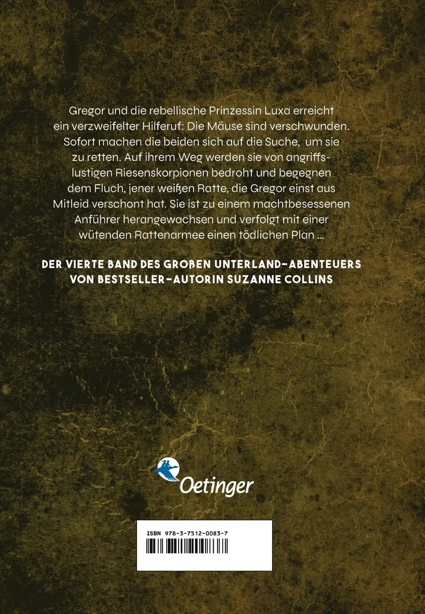 Buchrückseite von 'Gregor 4. Gregor und der Fluch des Unterlandes' mit Klappentext - Gebundene Ausgabe