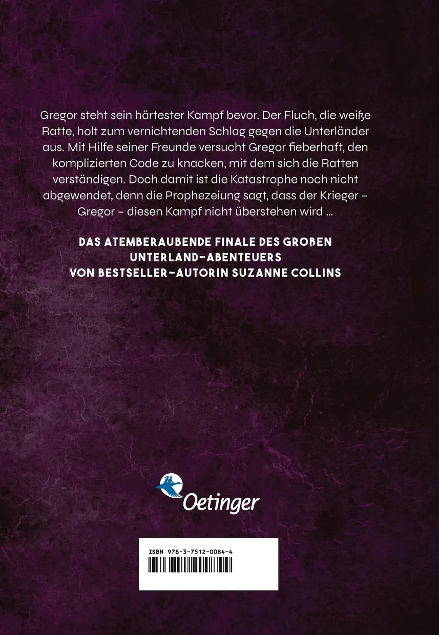 Buchrückseite von 'Gregor 5. Gregor und das Schwert des Kriegers' mit Klappentext - Gebundene Ausgabe