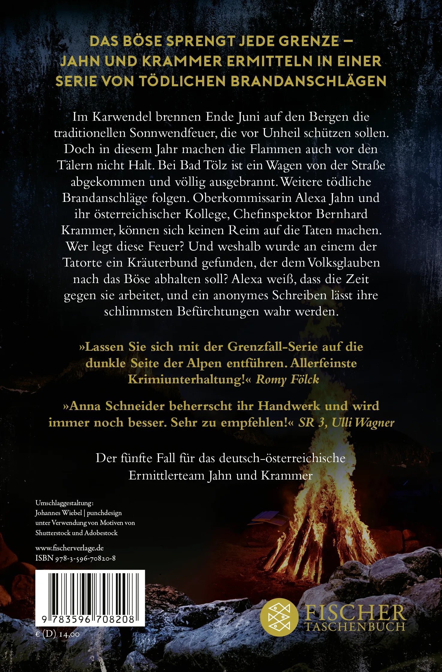 Buchrückseite von 'Grenzfall – Ihre Spur in den Flammen' mit Klappentext - Taschenbuch