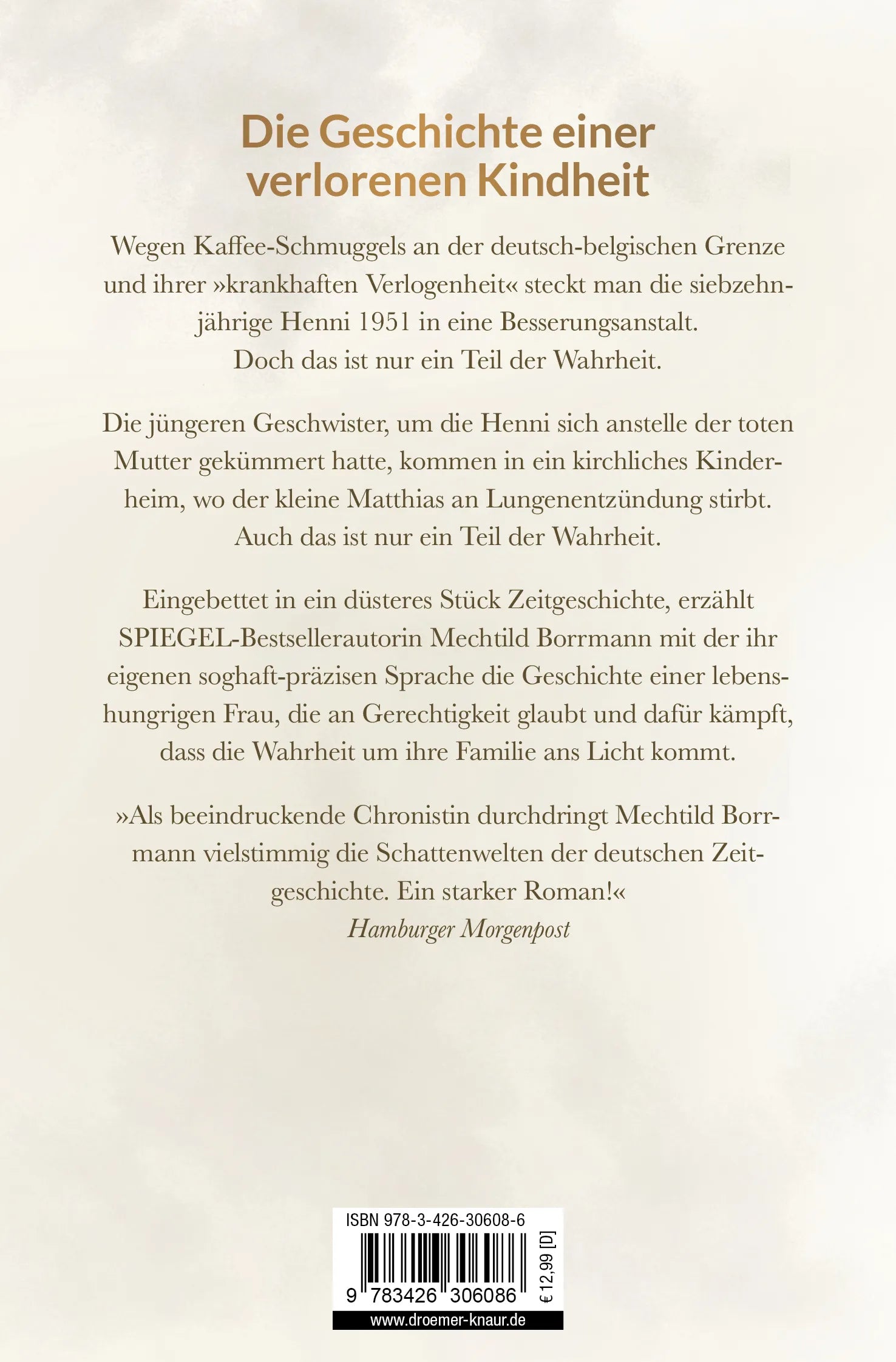 Buchrückseite von 'Grenzgänger' mit Klappentext - Taschenbuch