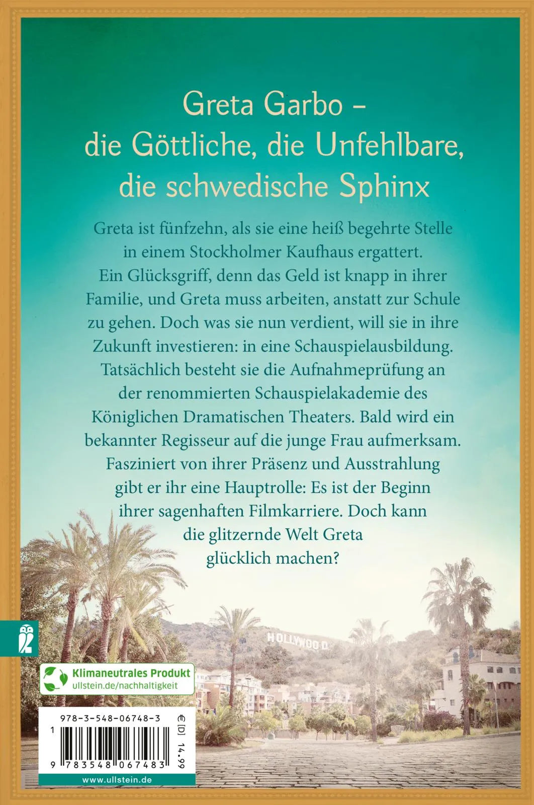 Buchrückseite von 'Greta Garbo' mit Klappentext - Taschenbuch
