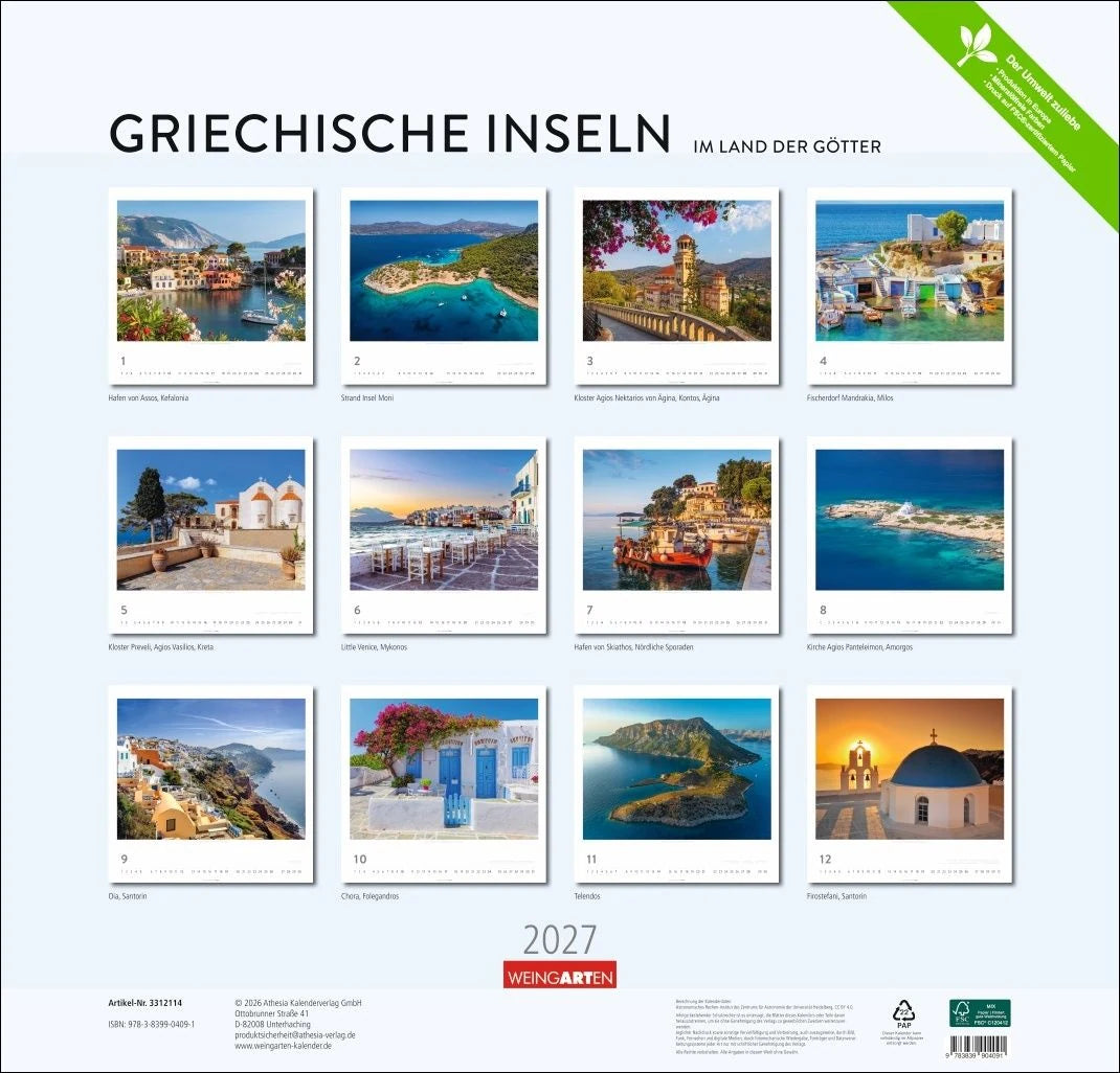 Griechische Inseln Kalender 2027 - Im Land der Götter – Ansicht