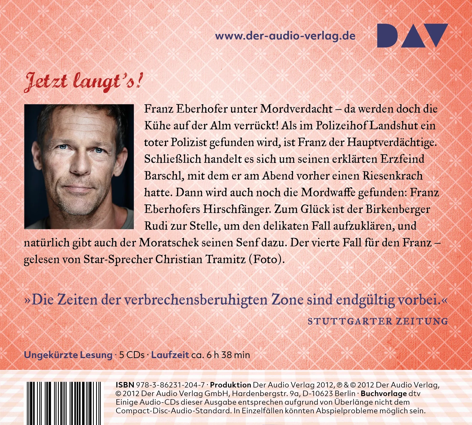 Buchrückseite von 'Grießnockerlaffäre' mit Klappentext - Hörbuch (CD)