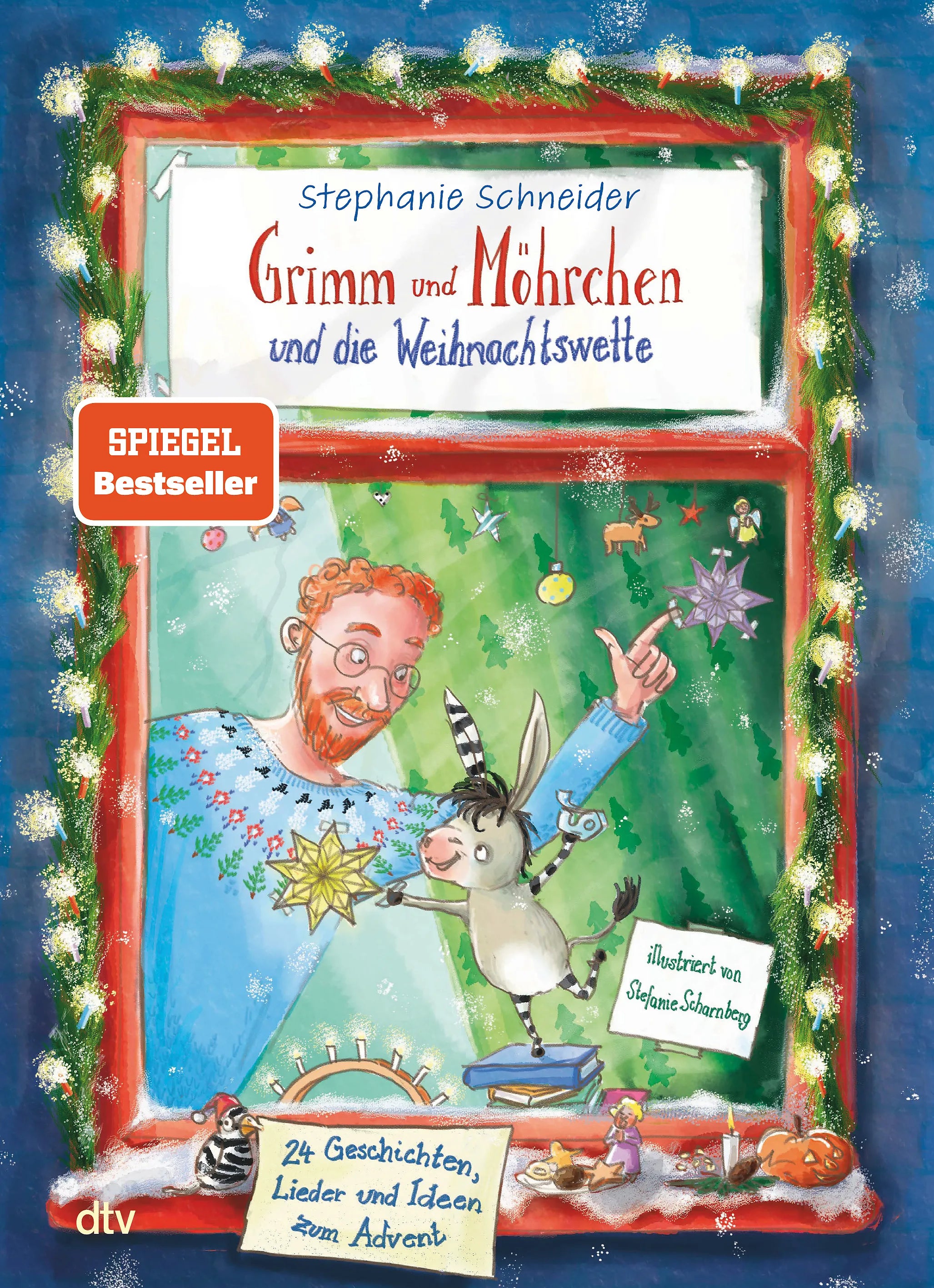 Buchcover von 'Grimm und Möhrchen und die Weihnachtswette – 24 Geschichten, Lieder und Ideen zum Advent' - Gebundene Ausgabe von Stephanie Schneider