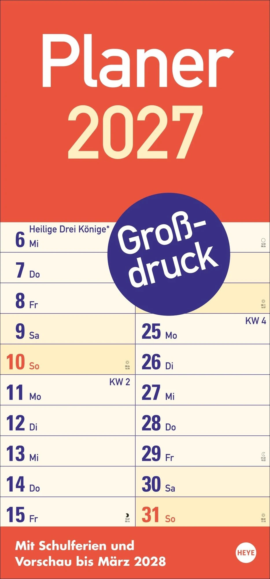 Wandkalender: Großdruck Planer 2027