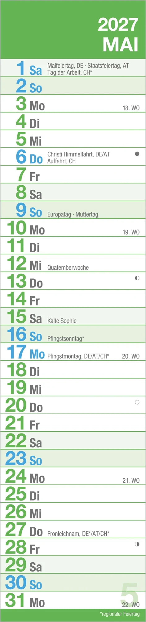 GROSSDRUCK Streifenplaner XL 2027 – Ansicht