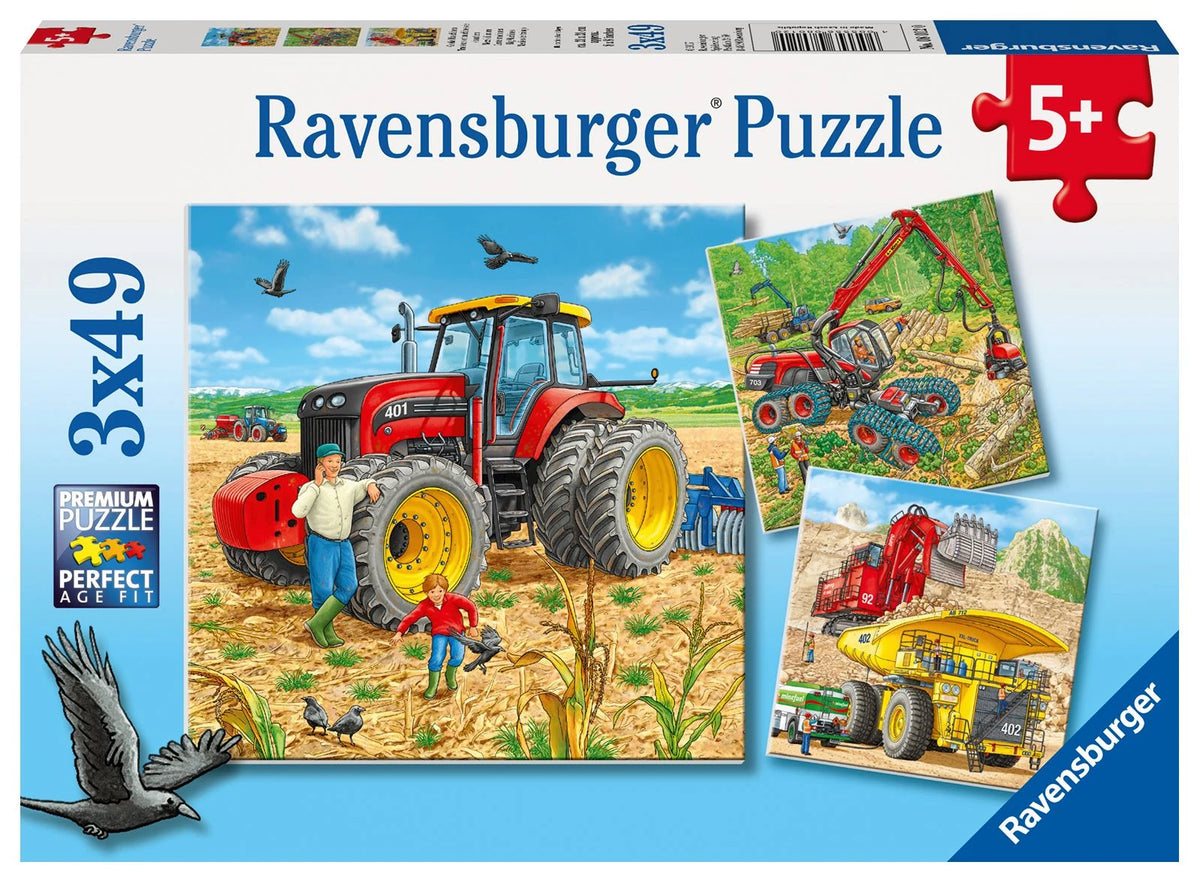 Kinderpuzzle: Kinderpuzzle 3x49 Teile - Große Maschinen