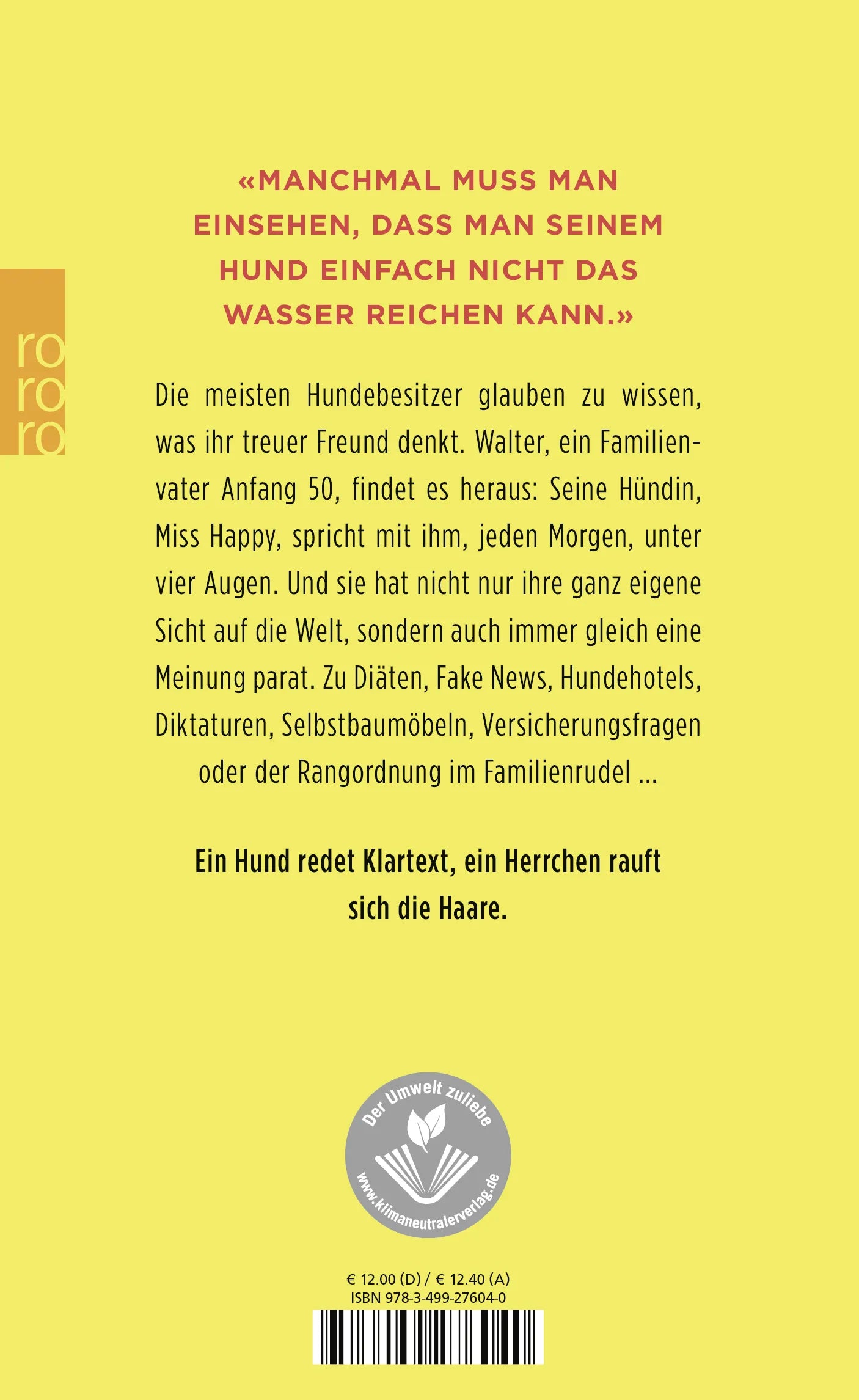 Buchrückseite von 'Guten Morgen, Miss Happy' mit Klappentext - Gebundene Ausgabe