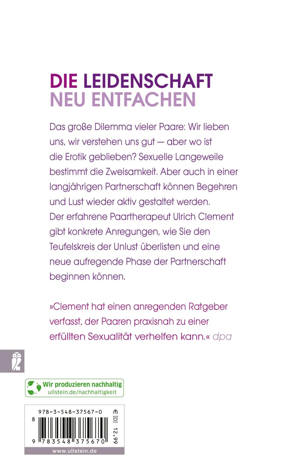Buchrückseite von 'Guter Sex trotz Liebe' mit Klappentext - Taschenbuch
