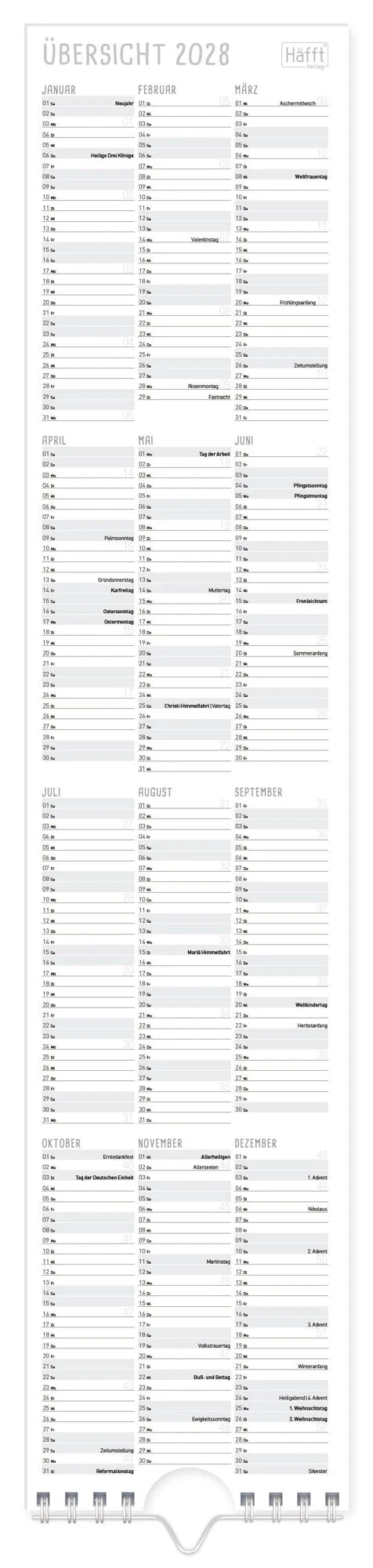 Streifenkalender 2027 – Ansicht