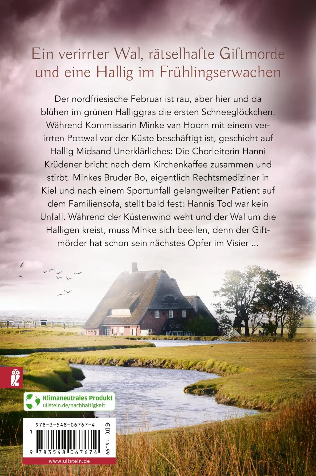 Buchrückseite von 'Halliggift' mit Klappentext - Paperback