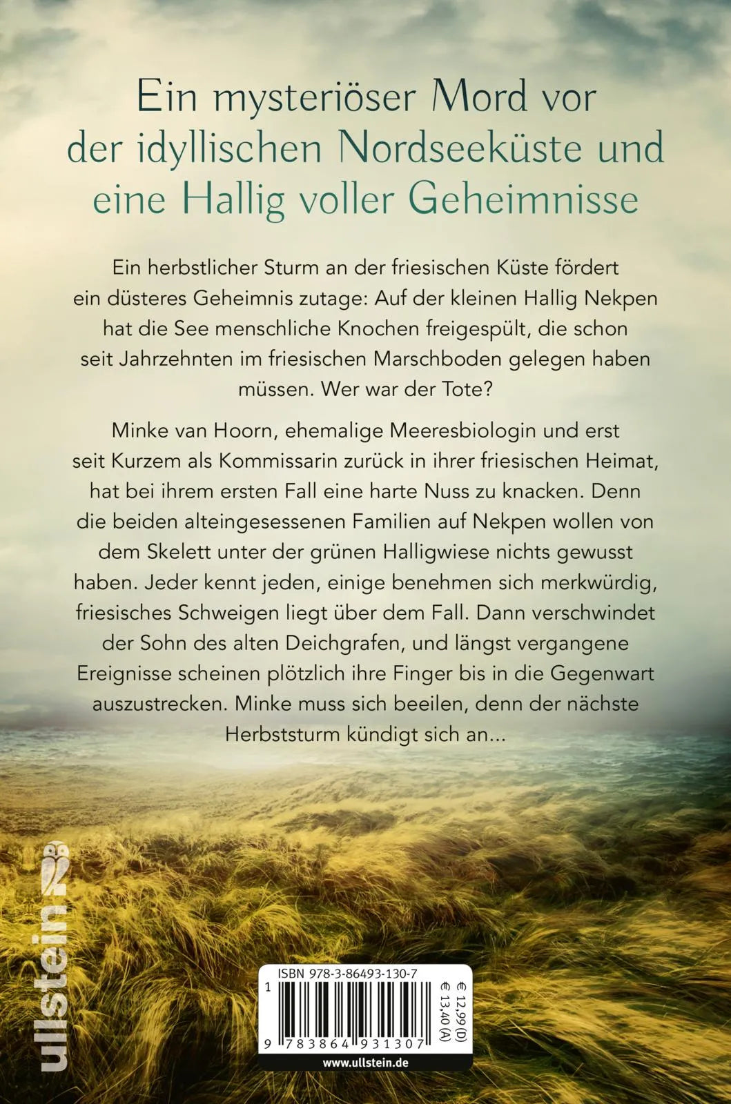 Buchrückseite von 'Halligmord' mit Klappentext - Paperback