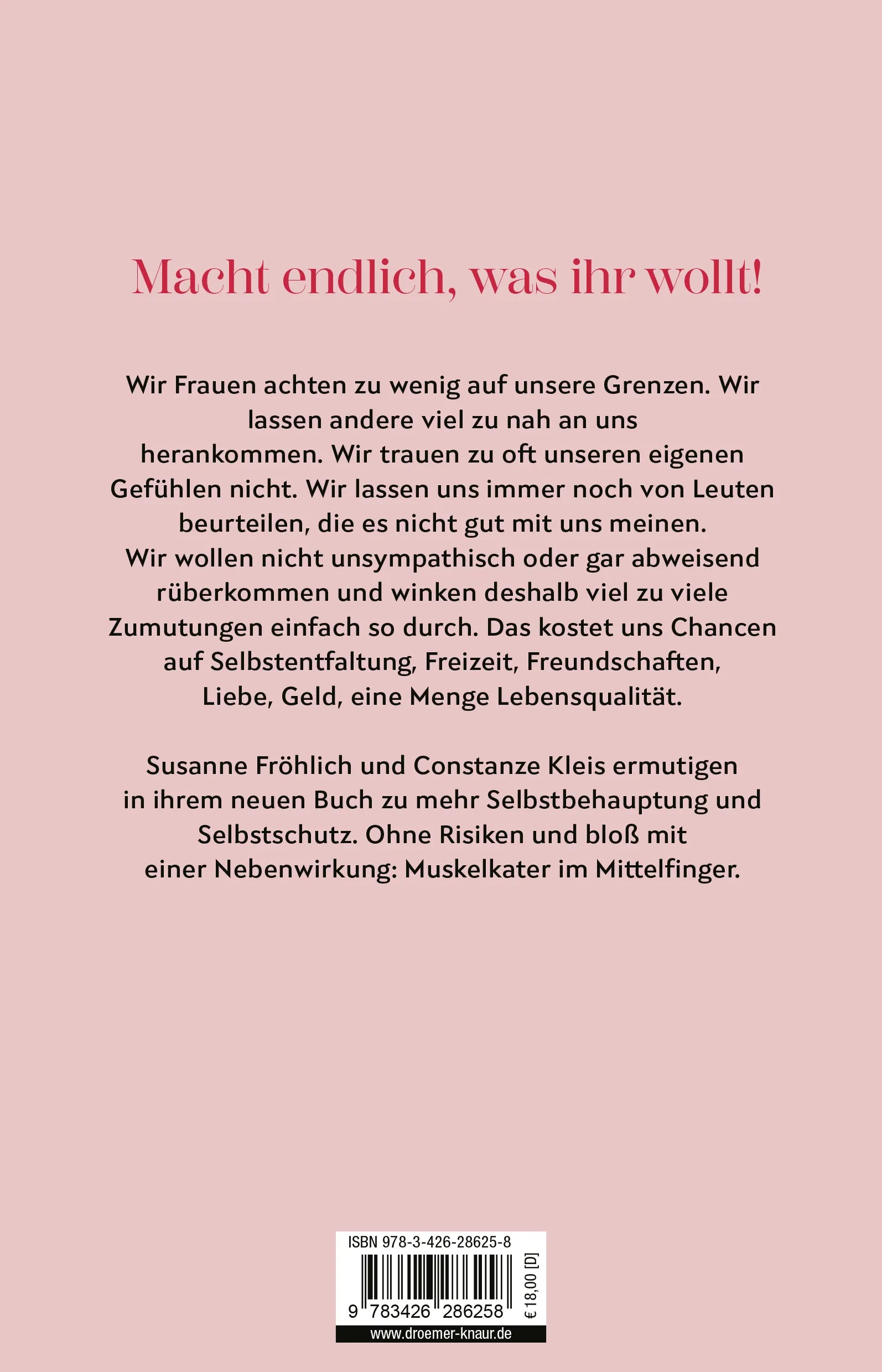 Buchrückseite von 'Halte den Kopf hoch und den Mittelfinger höher' mit Klappentext - Paperback