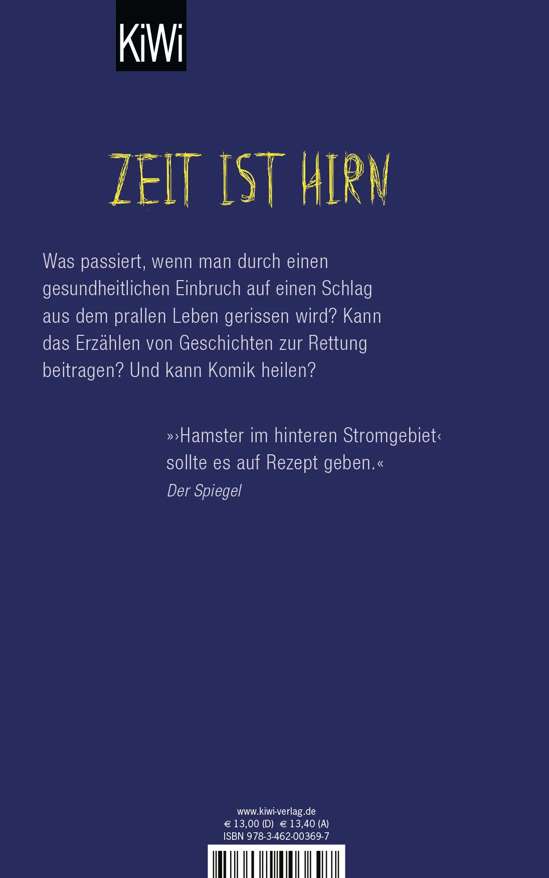 Buchrückseite von 'Hamster im hinteren Stromgebiet' mit Klappentext - Gebundene Ausgabe