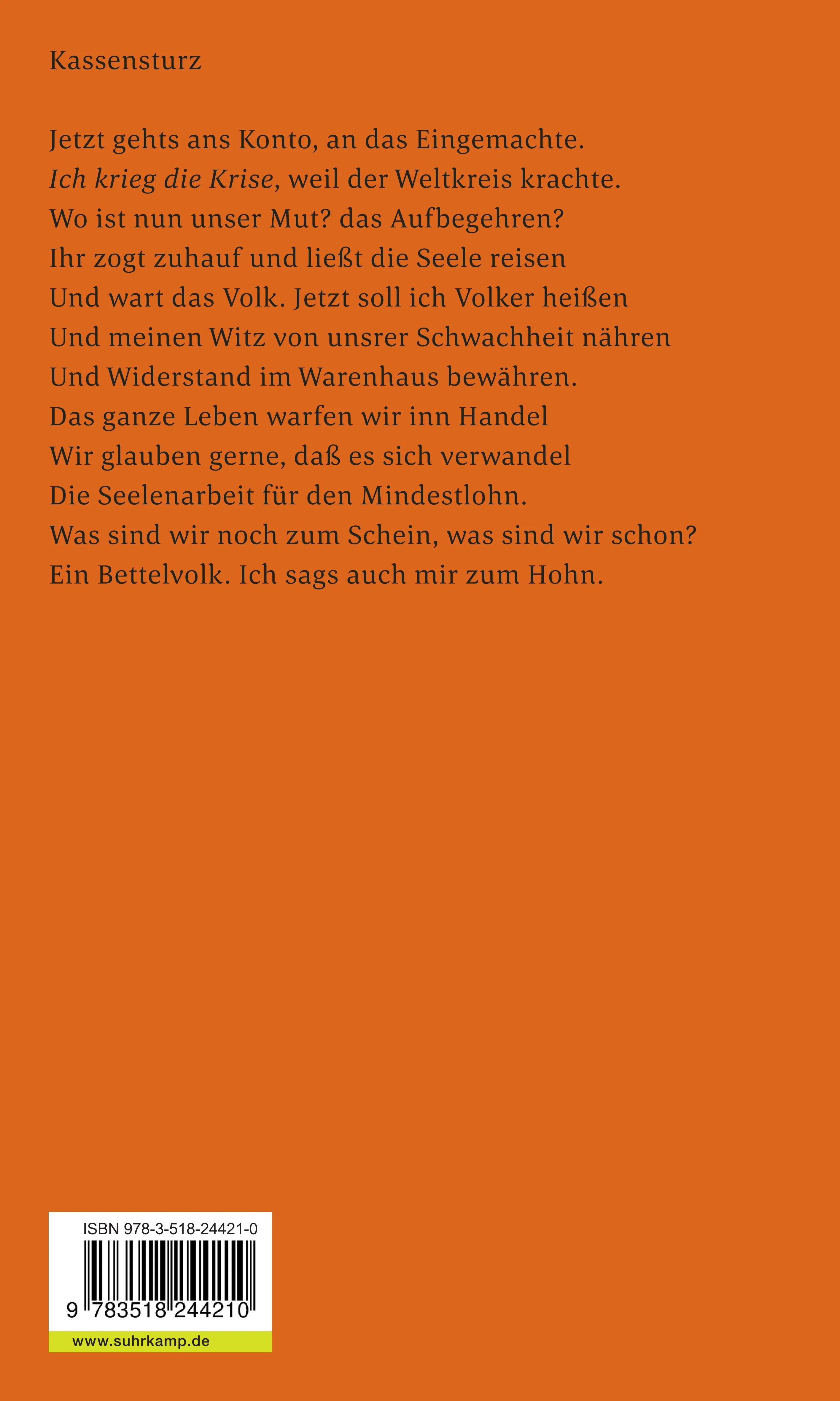 Buchrückseite von 'Handbibliothek der Unbehausten' mit Klappentext - Taschenbuch