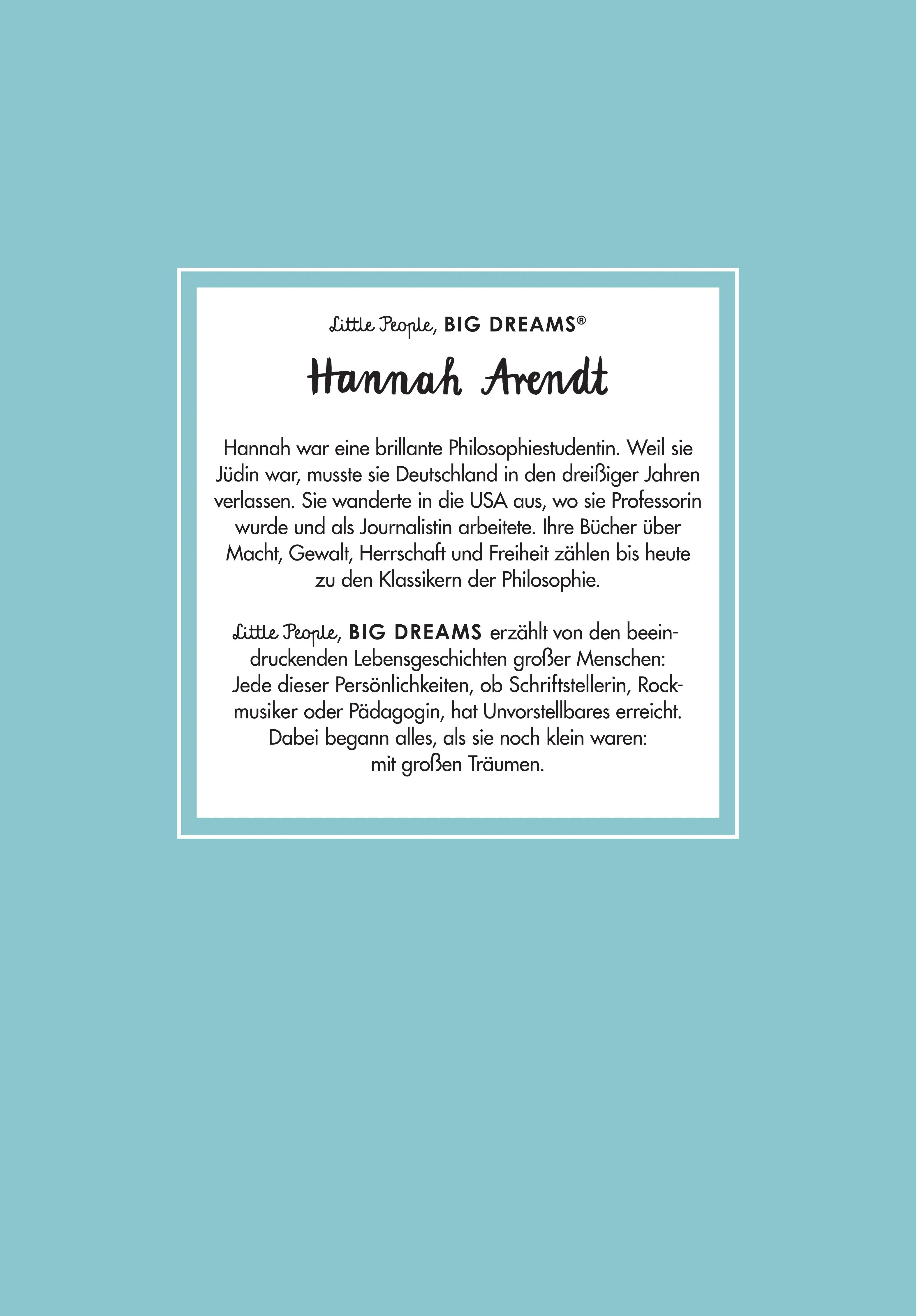 Buchrückseite von 'Hannah Arendt' mit Klappentext - Gebundene Ausgabe