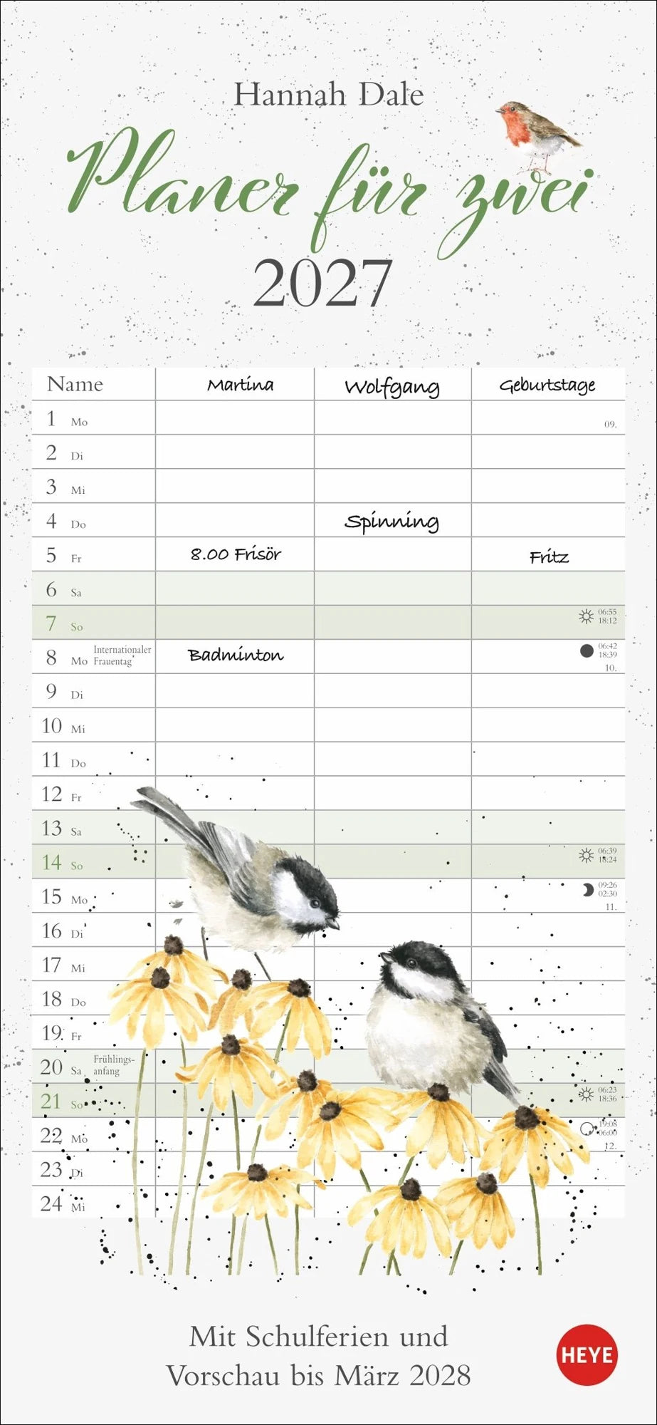 Wandkalender: Hannah Dale: Planer für zwei 2027