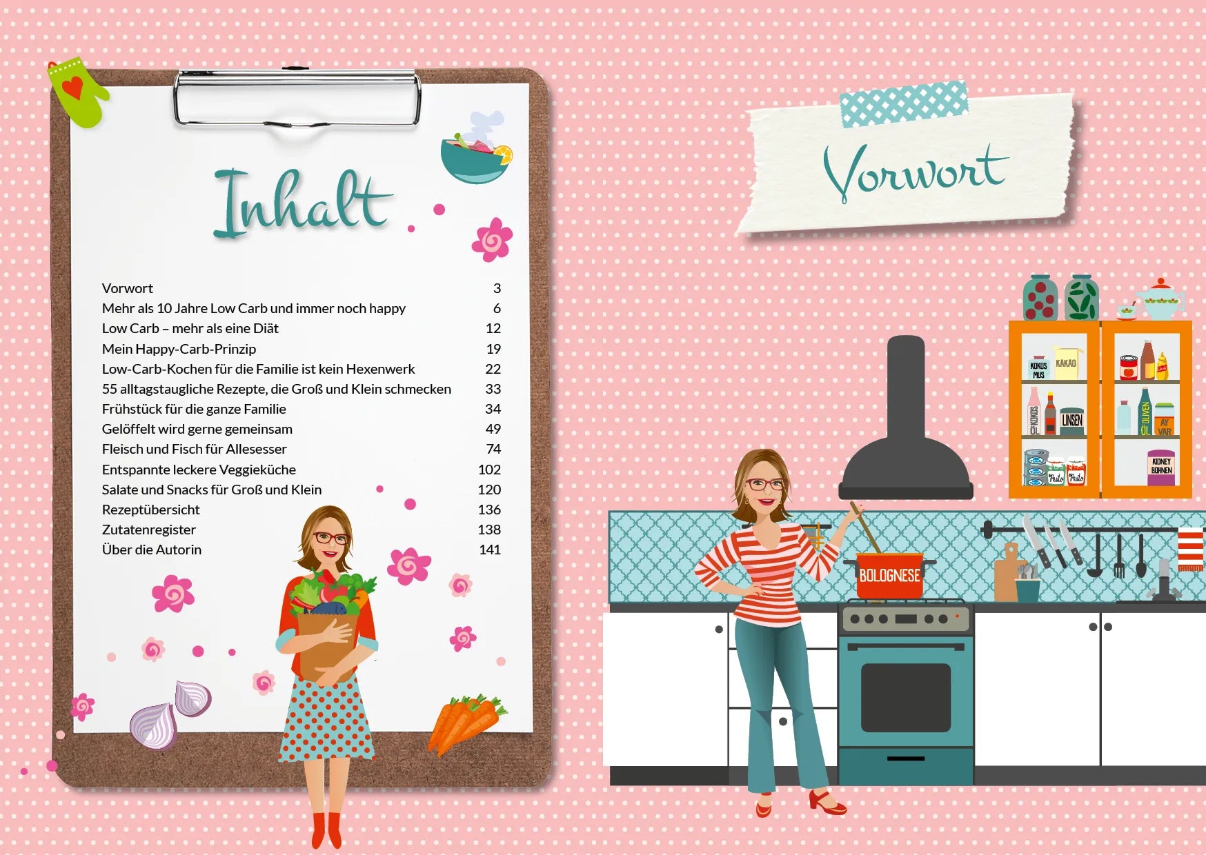 Innenansicht von 'Happy Carb: Meine Low-Carb-Familienküche' - Gebundene Ausgabe