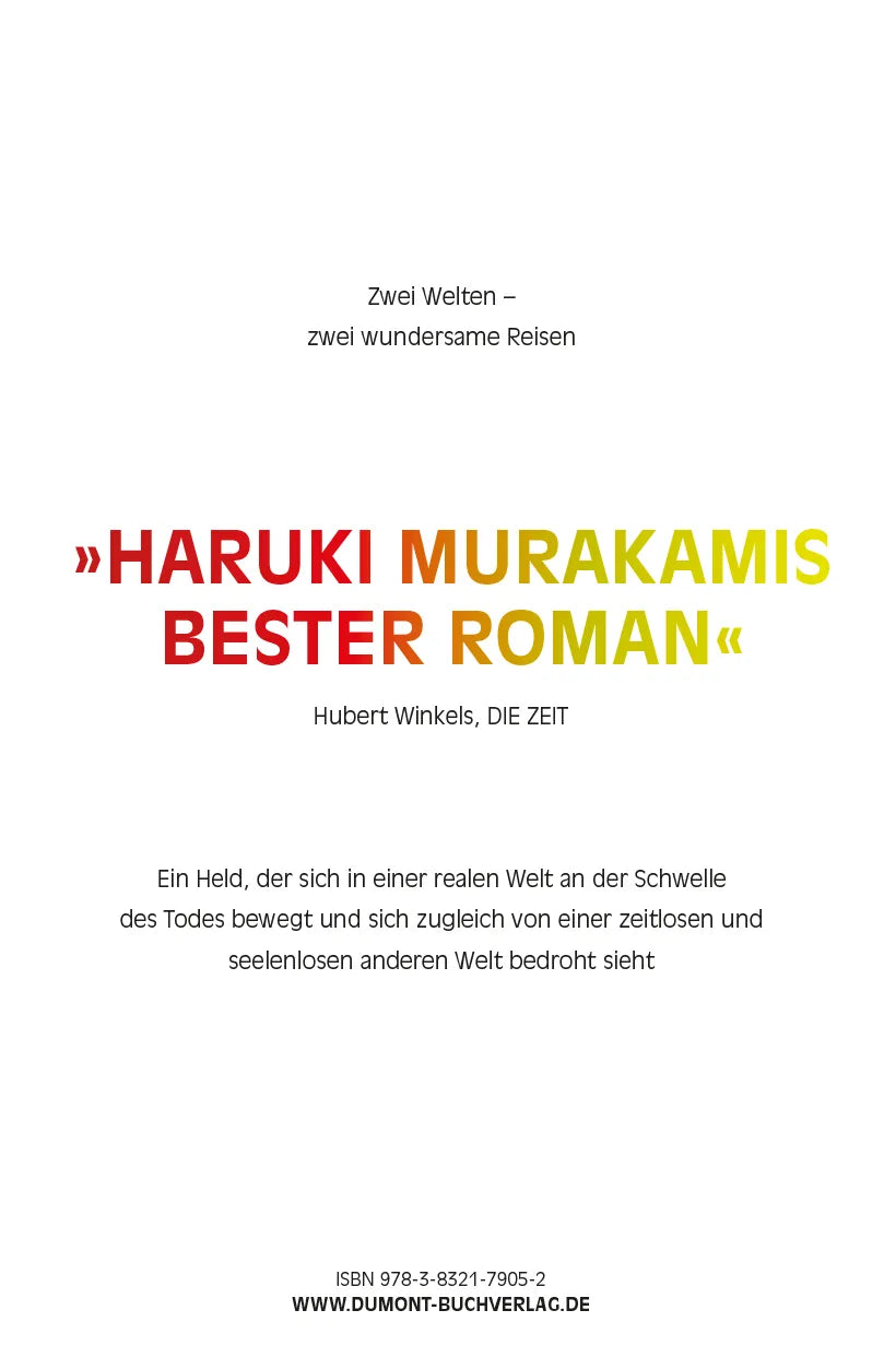 Buchrückseite von 'Hard-boiled Wonderland und Das Ende der Welt' mit Klappentext - Gebundene Ausgabe