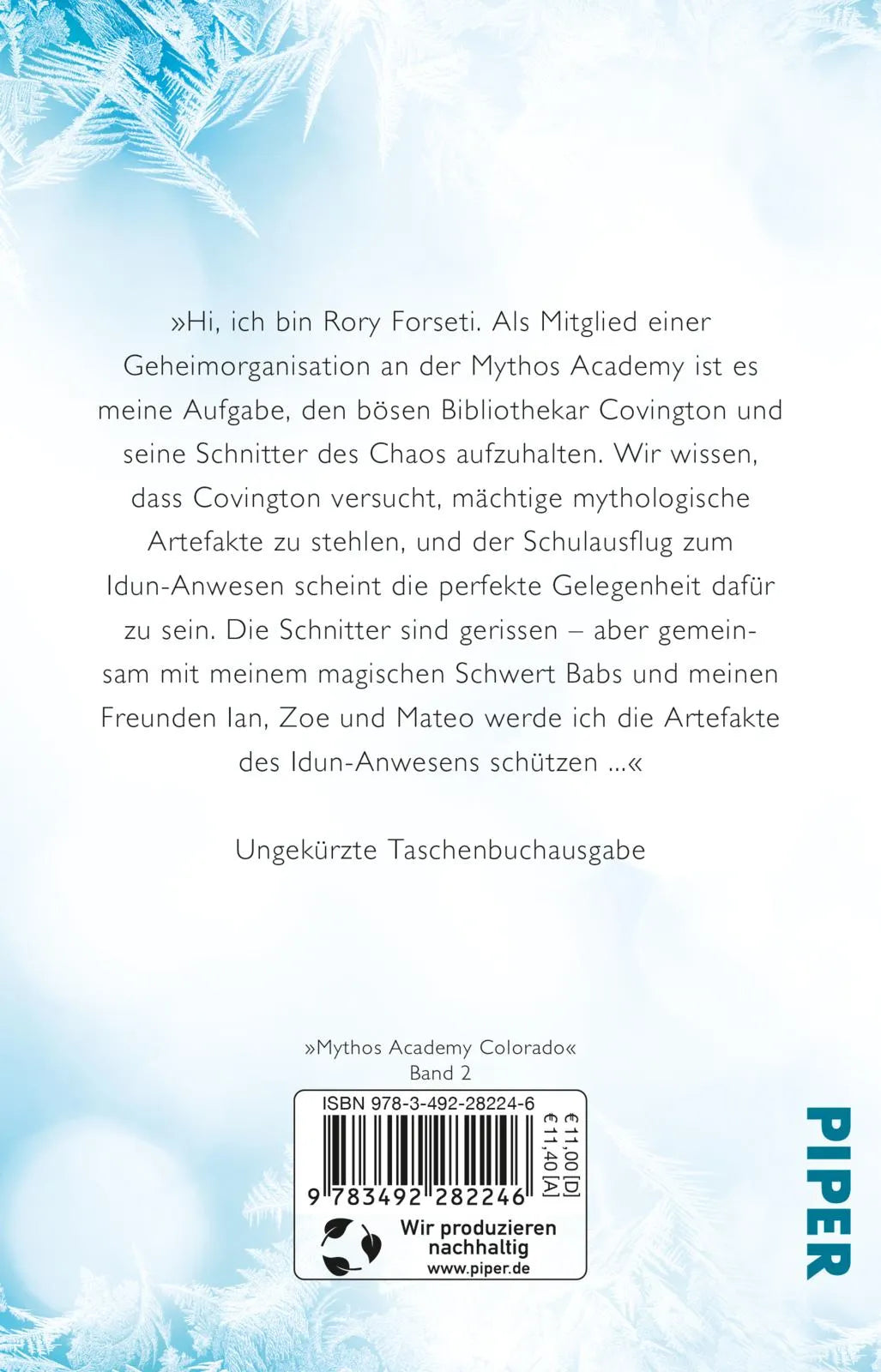 Buchrückseite von 'Hard Frost' mit Klappentext - Taschenbuch