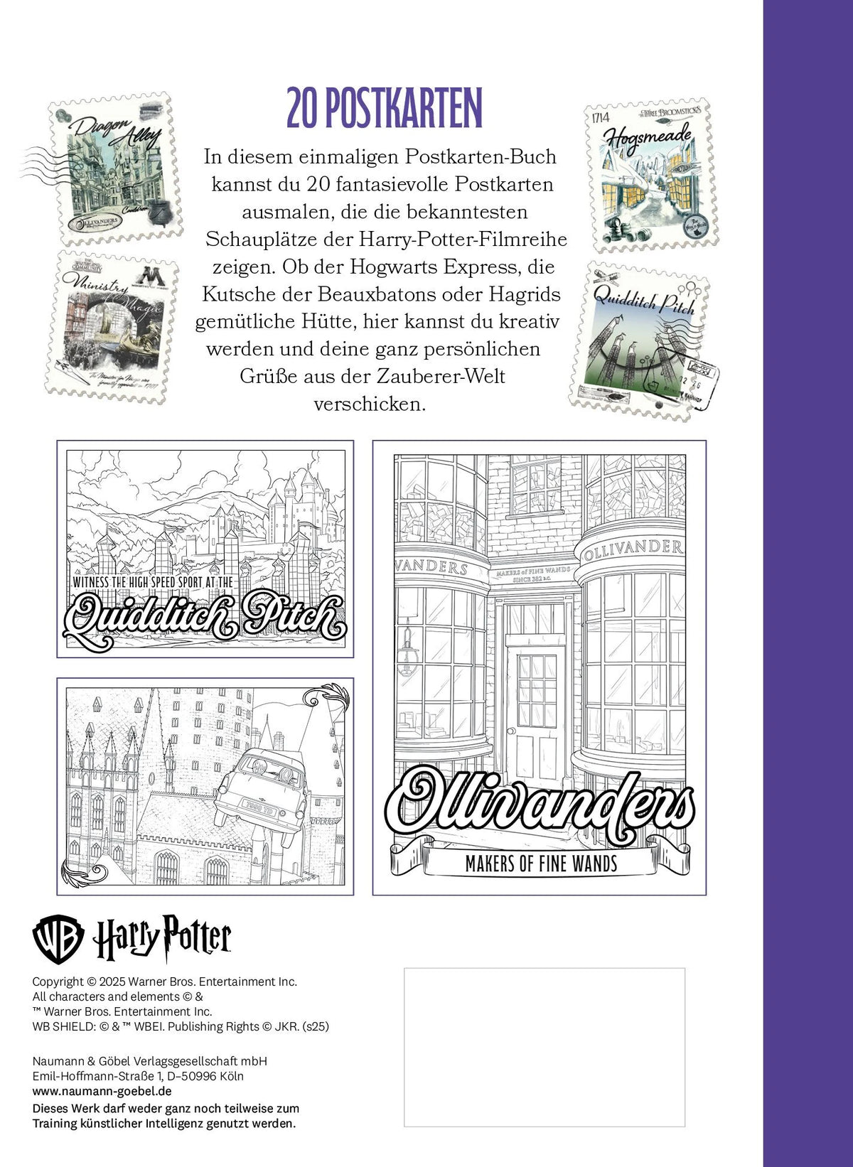 Harry Potter 20 Ausmal-Postkarten: Greetings from Hogwarts, Hogsmeade, and beyond! – Ansicht