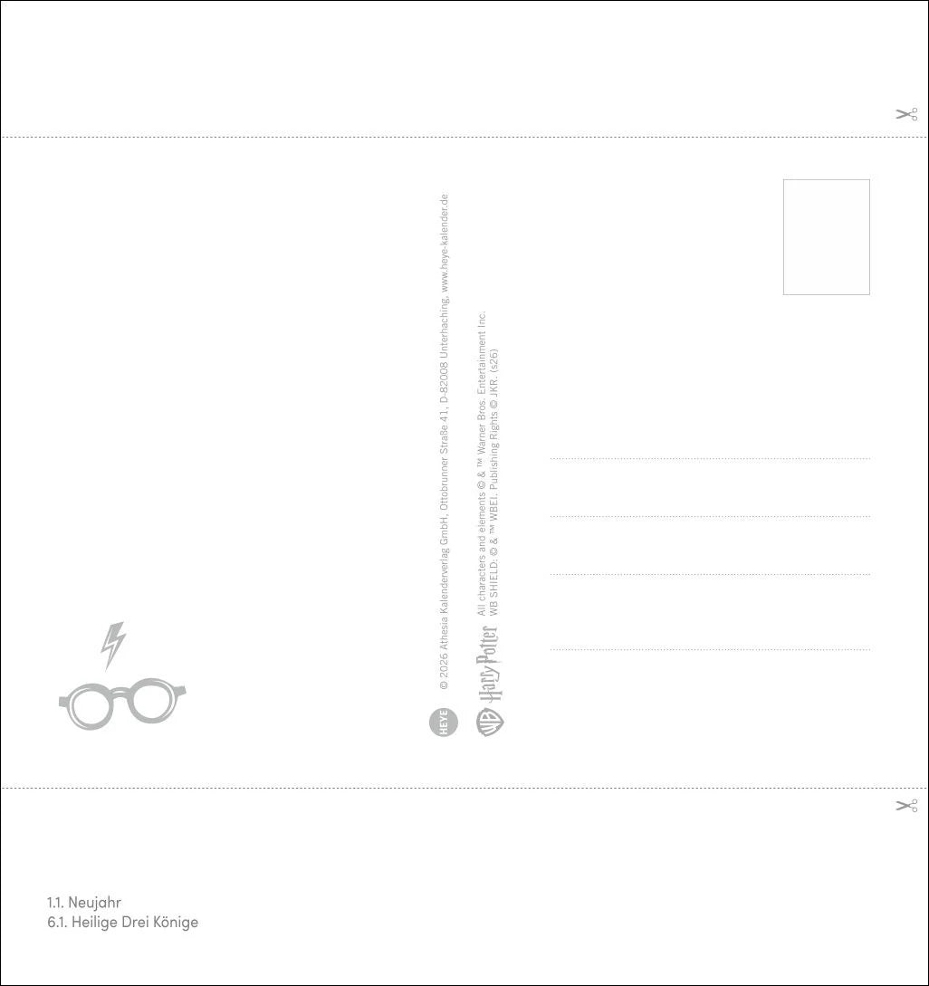 Harry Potter Postkartenkalender 2027 – Ansicht