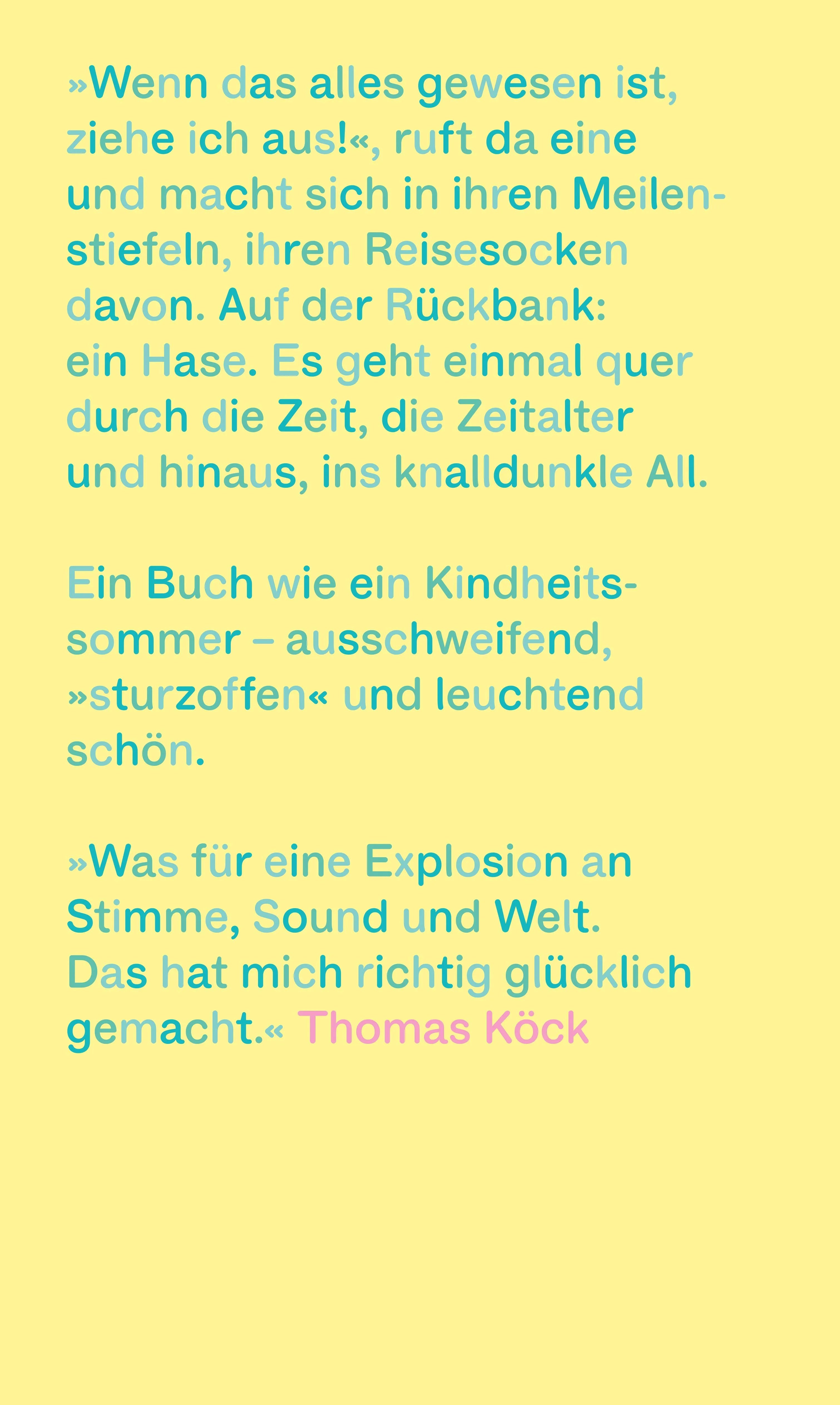 Buchrückseite von 'Hasenprosa' mit Klappentext - Gebundene Ausgabe