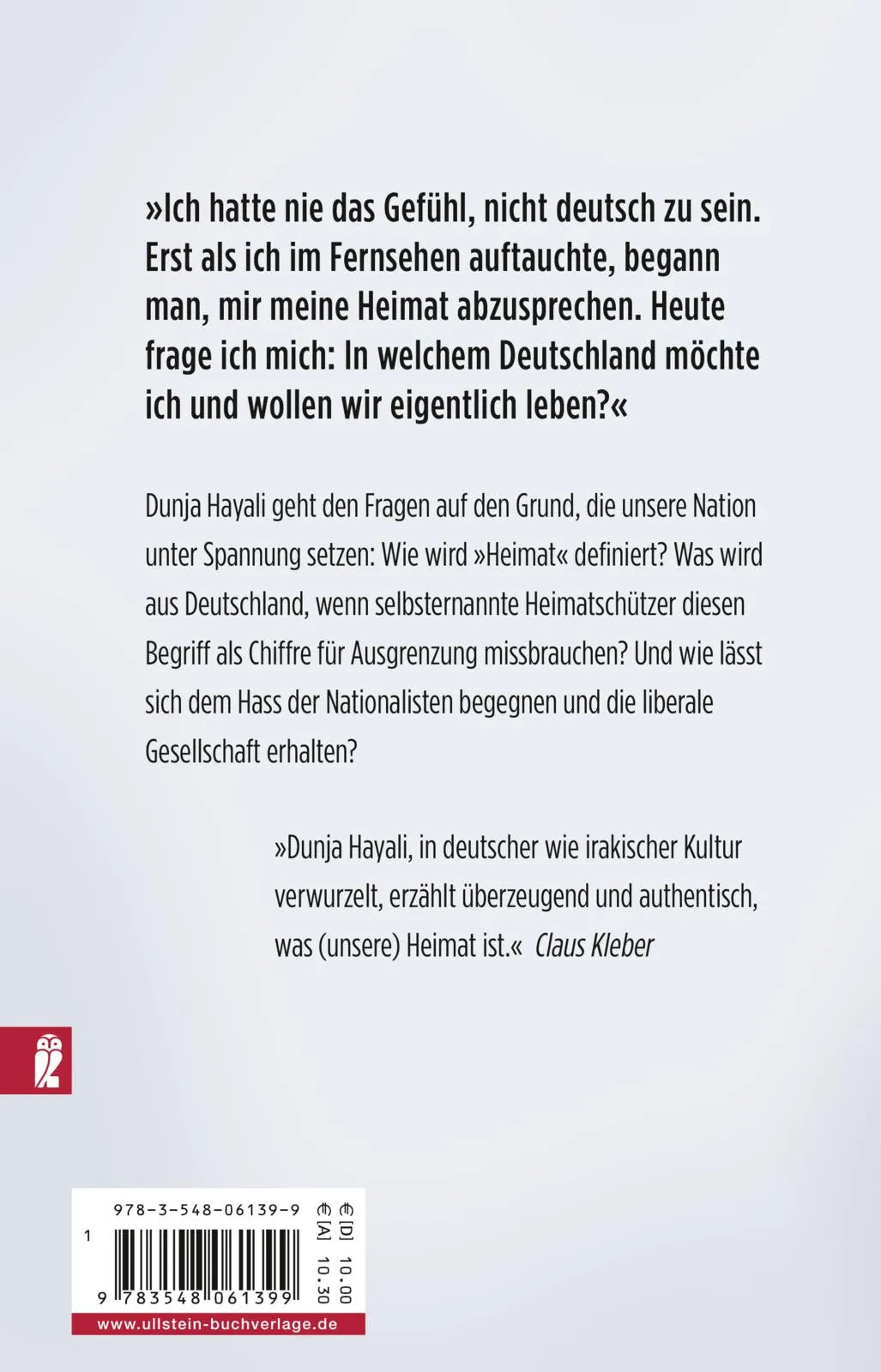 Buchrückseite von 'Haymatland' mit Klappentext - Taschenbuch