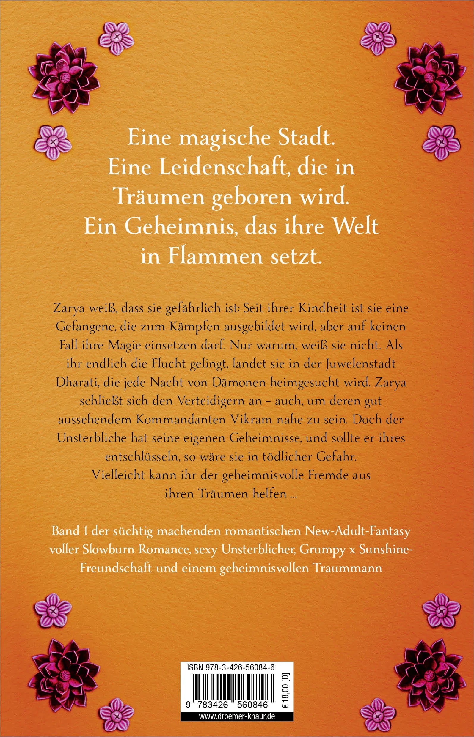 Buchrückseite von 'Heart of Night and Fire' mit Klappentext - Paperback