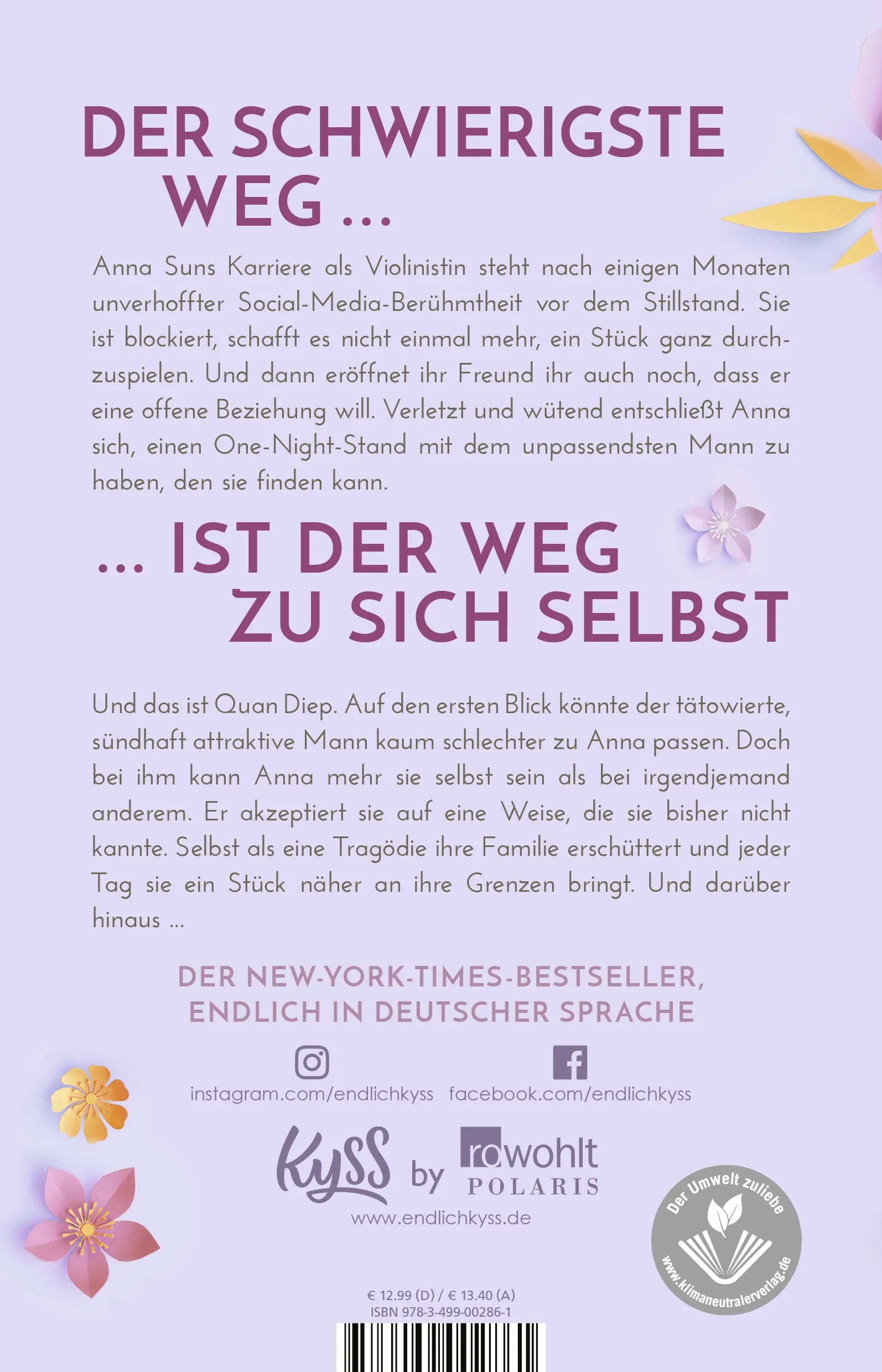 Buchrückseite von 'Heart Story' mit Klappentext - Paperback