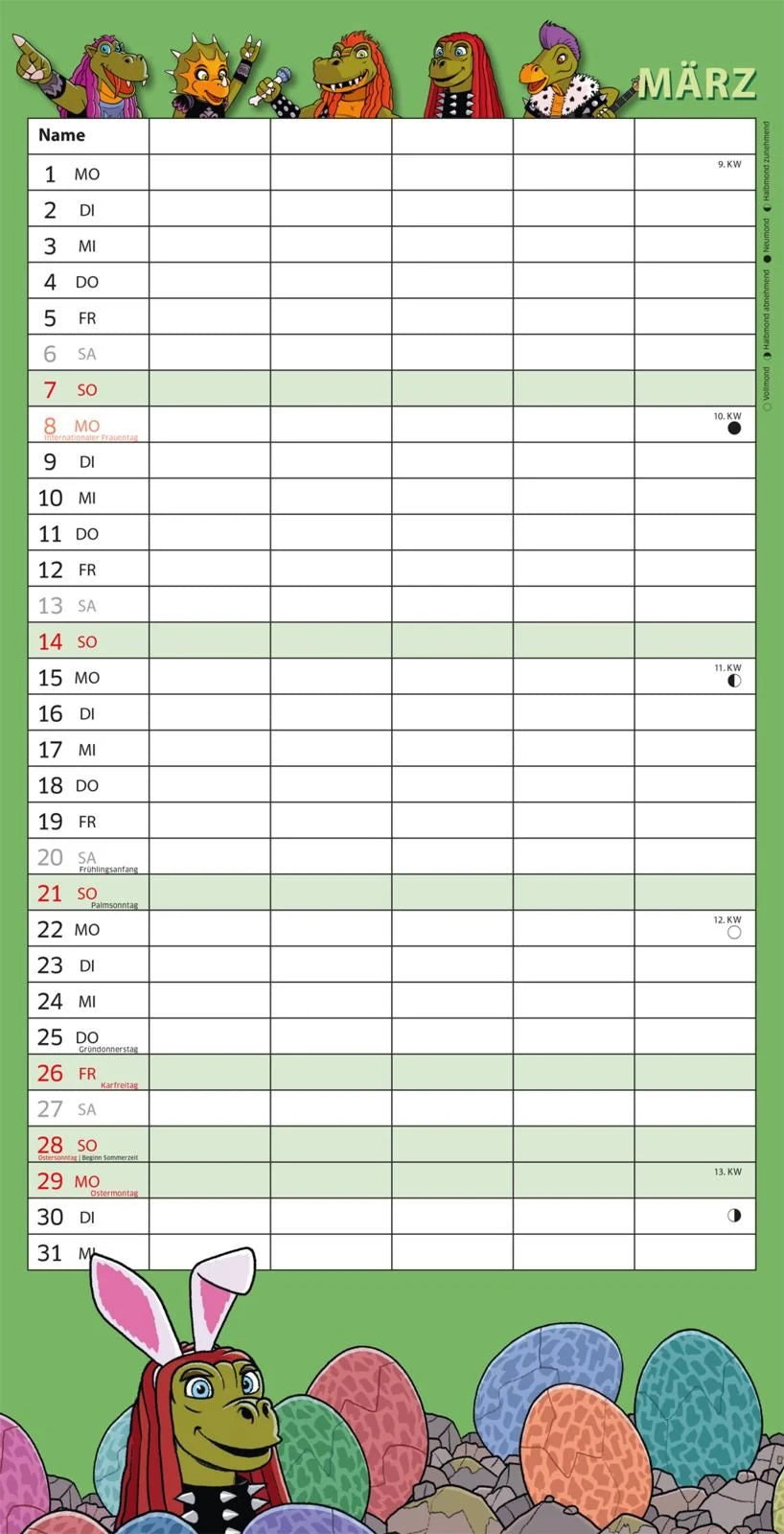 HeavySaurus Familienkalender 2027 – Ansicht