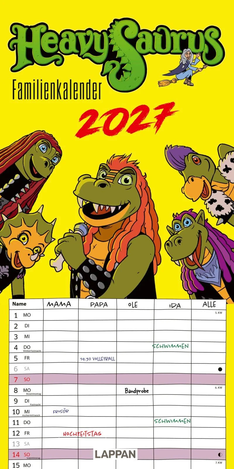 Familienplaner: HeavySaurus Familienkalender 2027