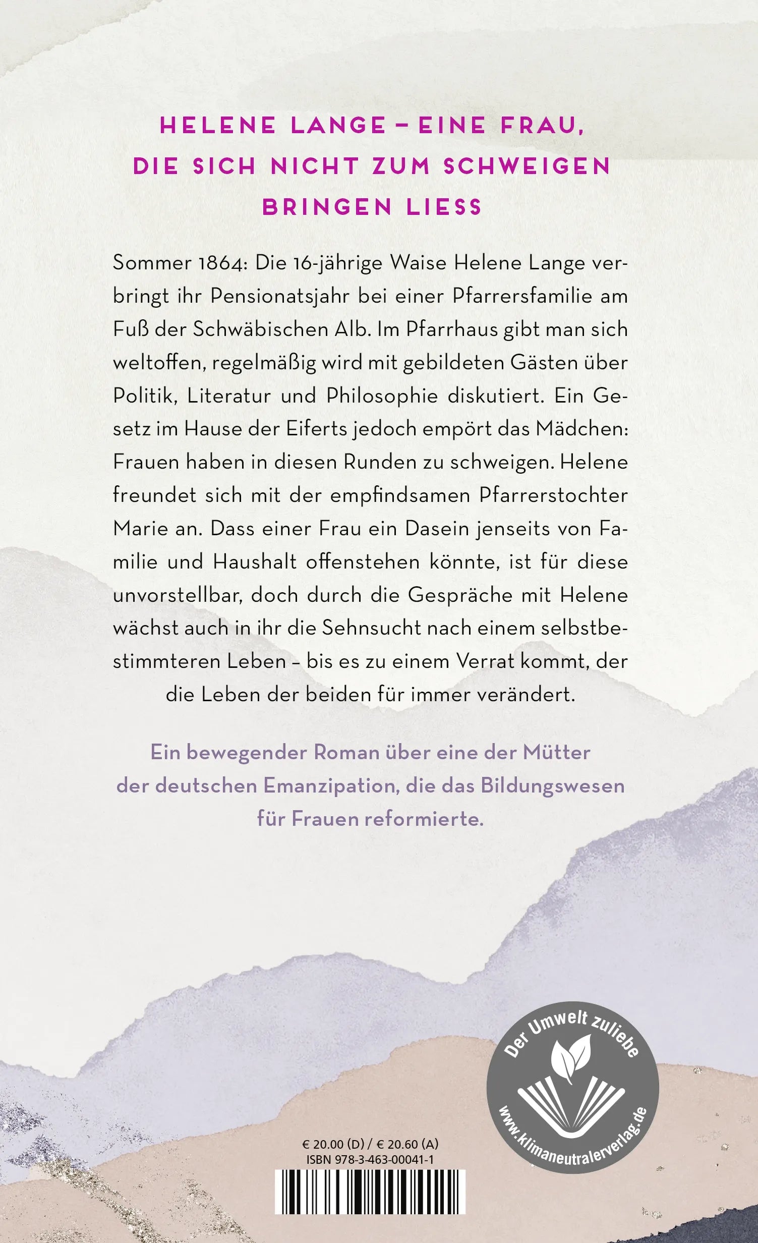 Buchrückseite von 'Helenes Stimme' mit Klappentext - Gebundene Ausgabe