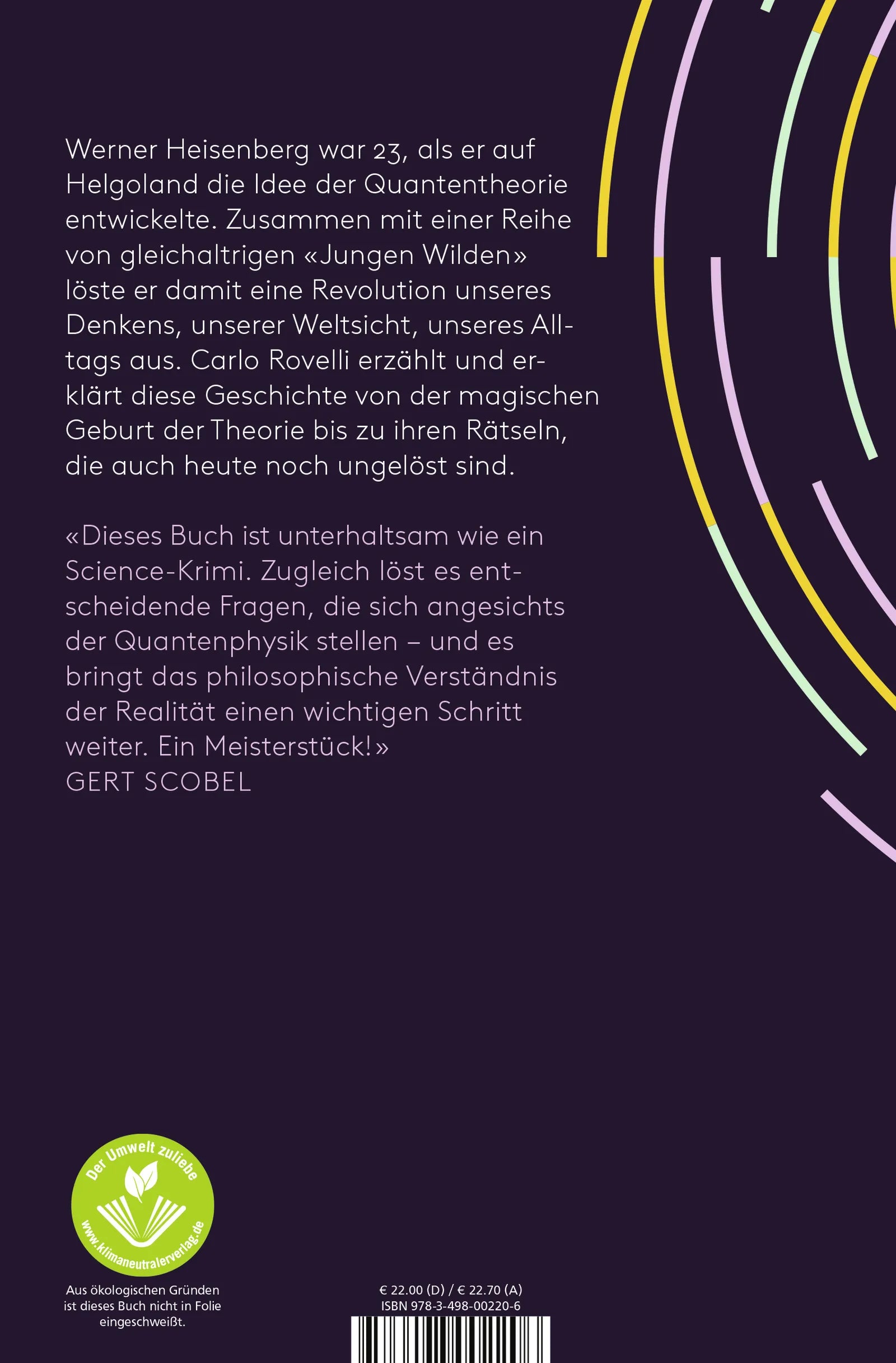Buchrückseite von 'Helgoland' mit Klappentext - Gebundene Ausgabe