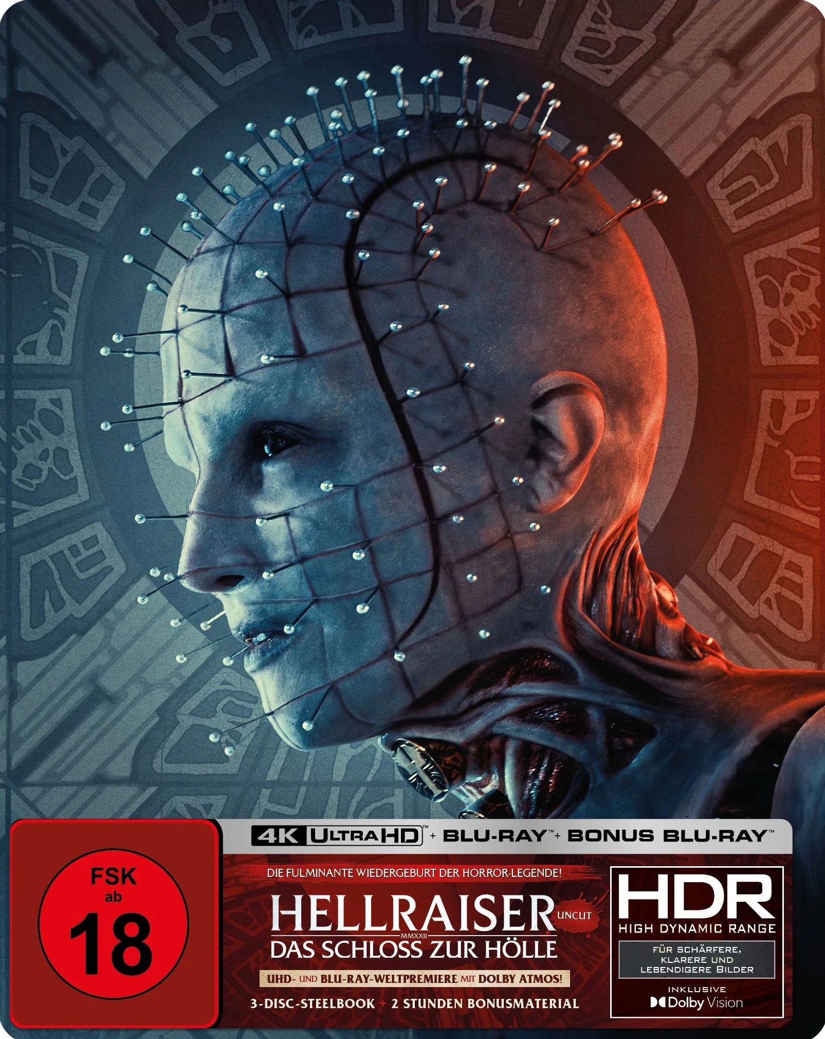 4K UHD Blu-ray-Cover: Hellraiser - Das Schloss zur Hölle | Steelbook (UHD + Blu ray + Bonus-Blu-ray) (Limited Edition)