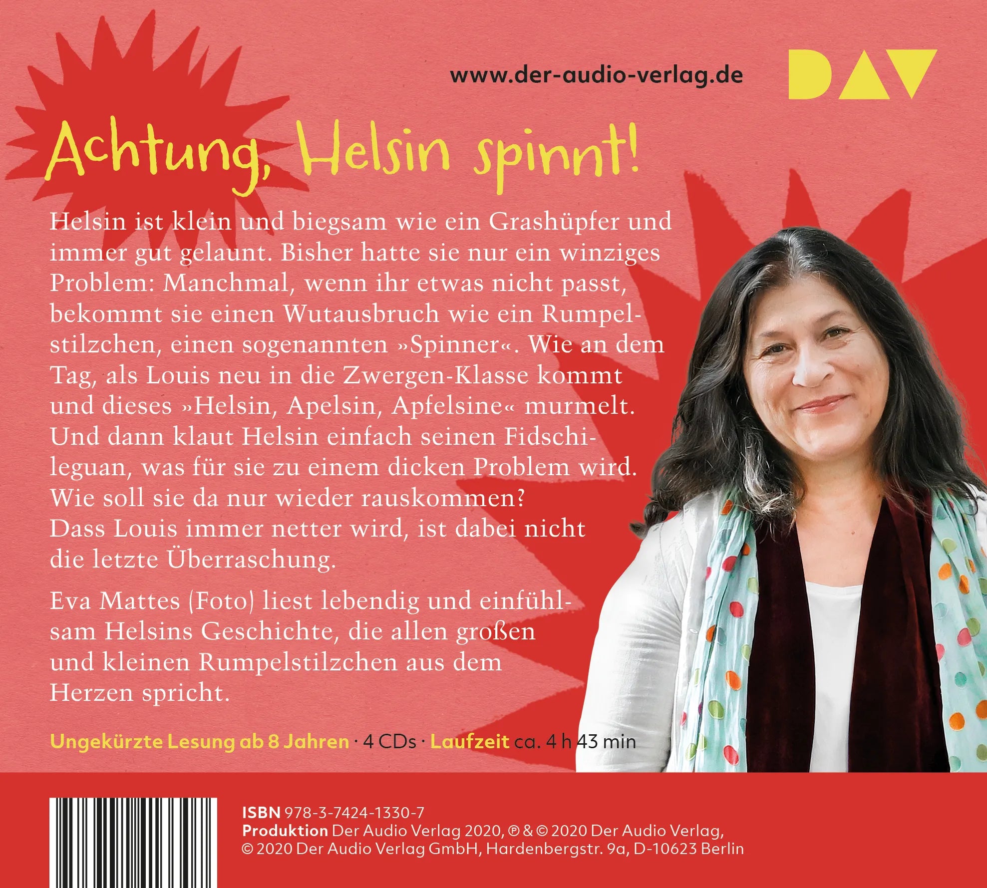 Buchrückseite von 'Helsin Apelsin und der Spinner' mit Klappentext - Hörbuch (CD)