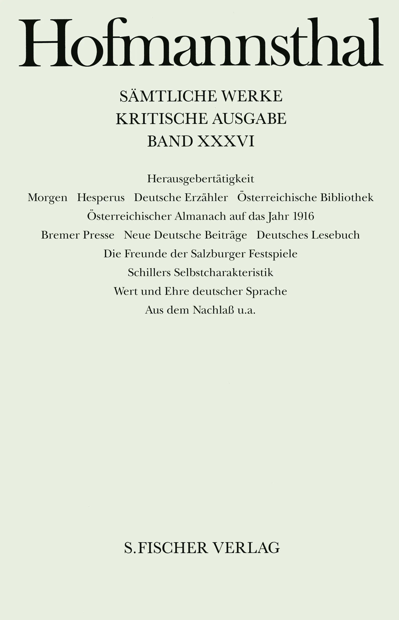 Buchcover von 'Herausgebertätigkeit' - Gebundene Ausgabe von Hugo von Hofmannsthal