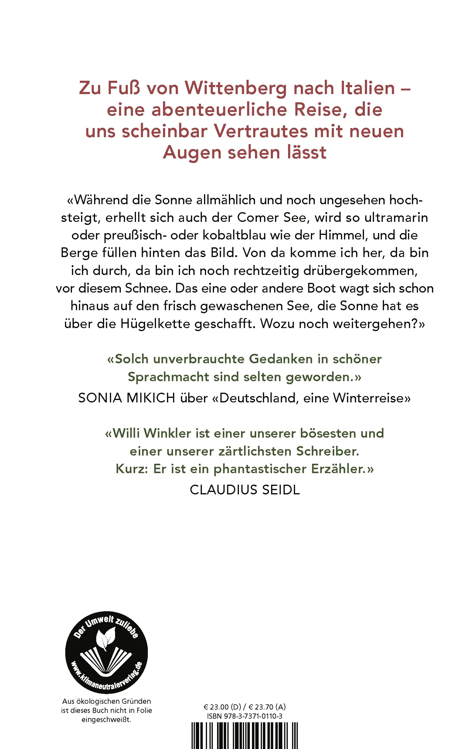 Buchrückseite von 'Herbstlicht' mit Klappentext - Gebundene Ausgabe