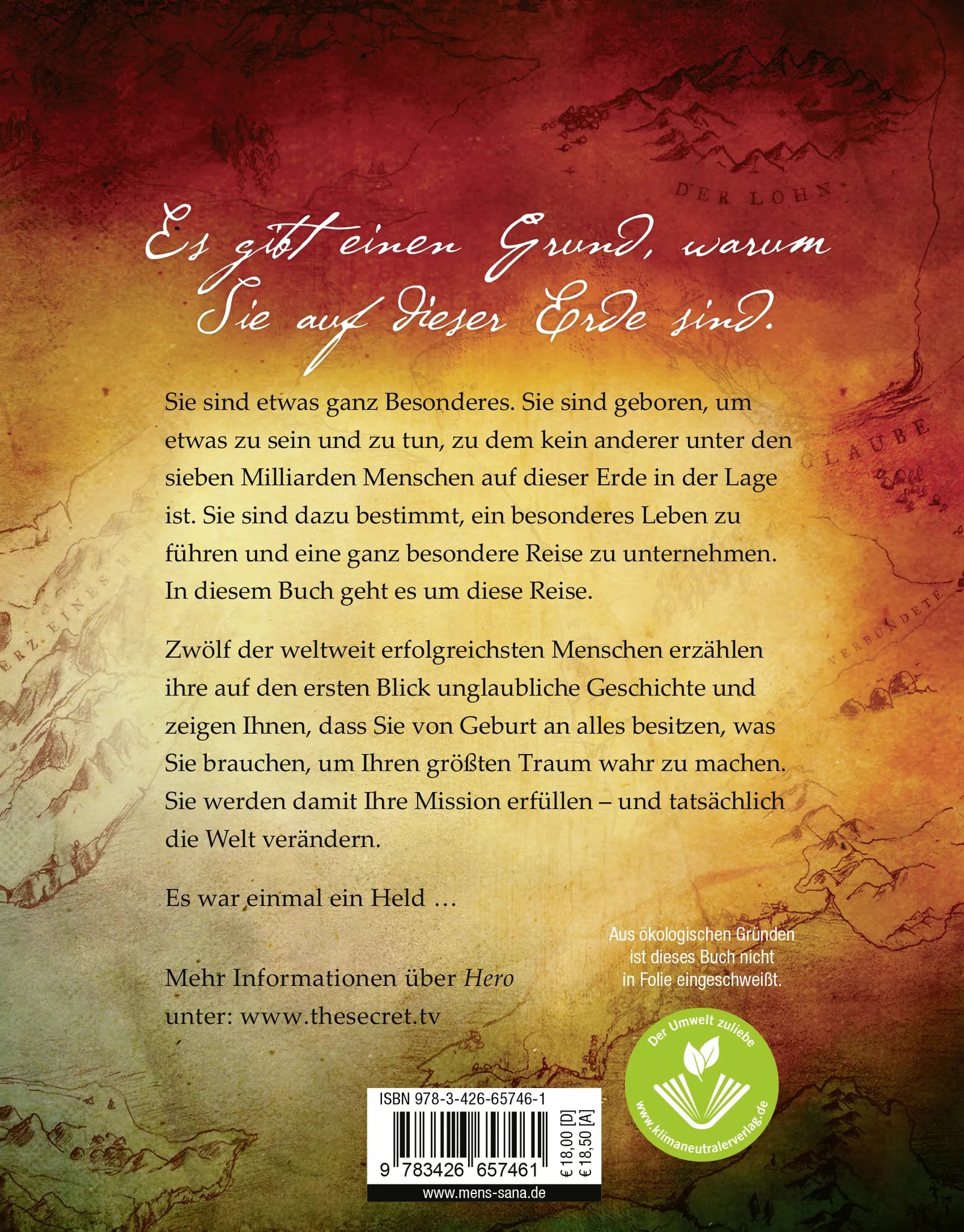 Buchrückseite von 'Hero' mit Klappentext - Gebundene Ausgabe