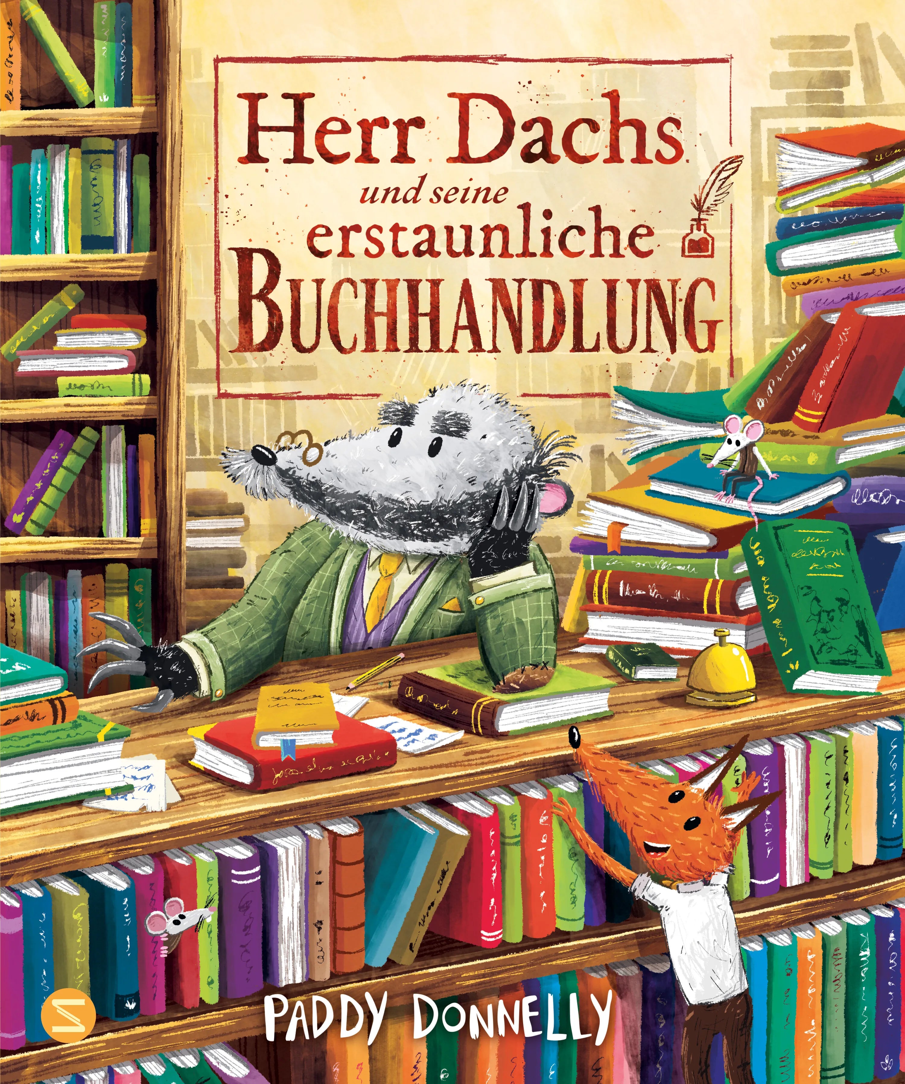 Buchcover von 'Herr Dachs und seine erstaunliche Buchhandlung' - Gebundene Ausgabe von Paddy Donnelly