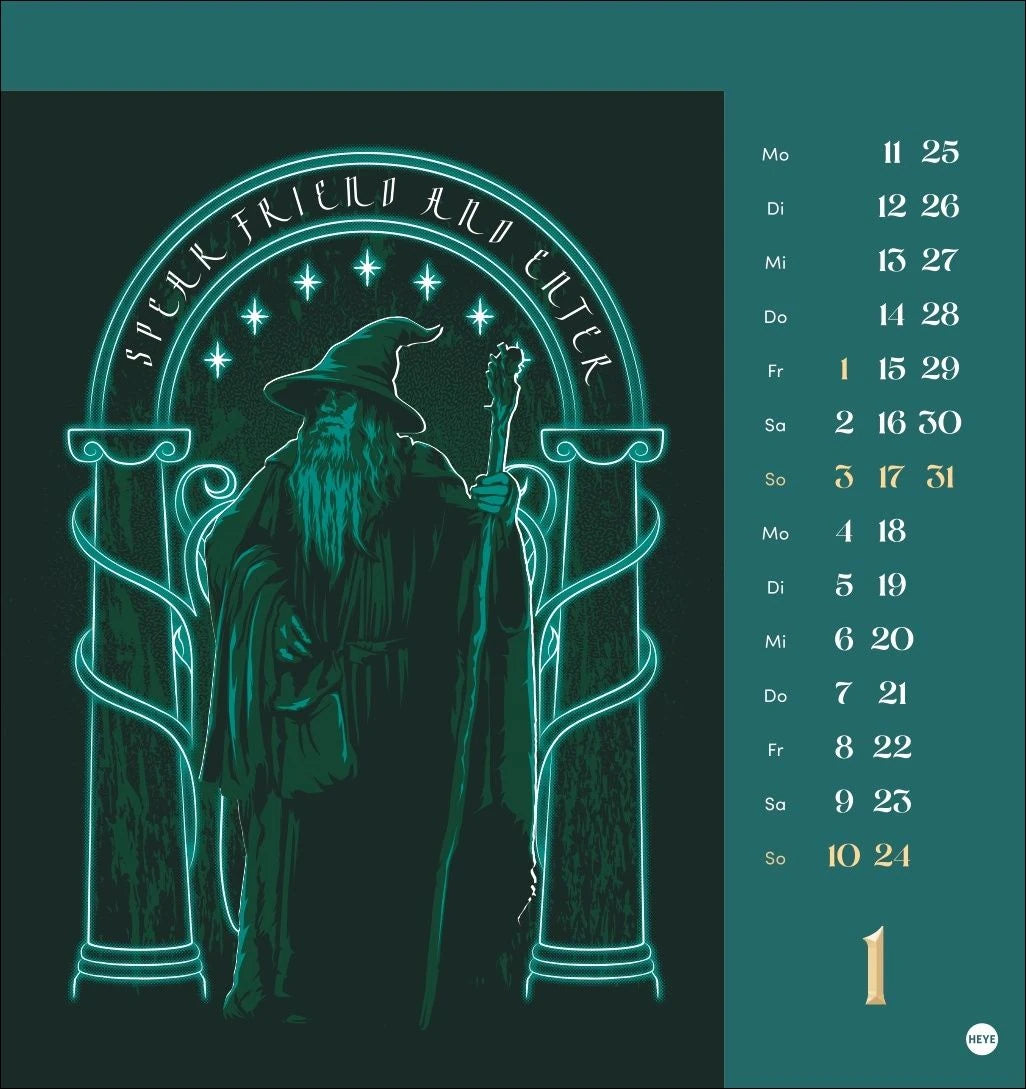 Herr der Ringe Postkartenkalender 2027 – Ansicht