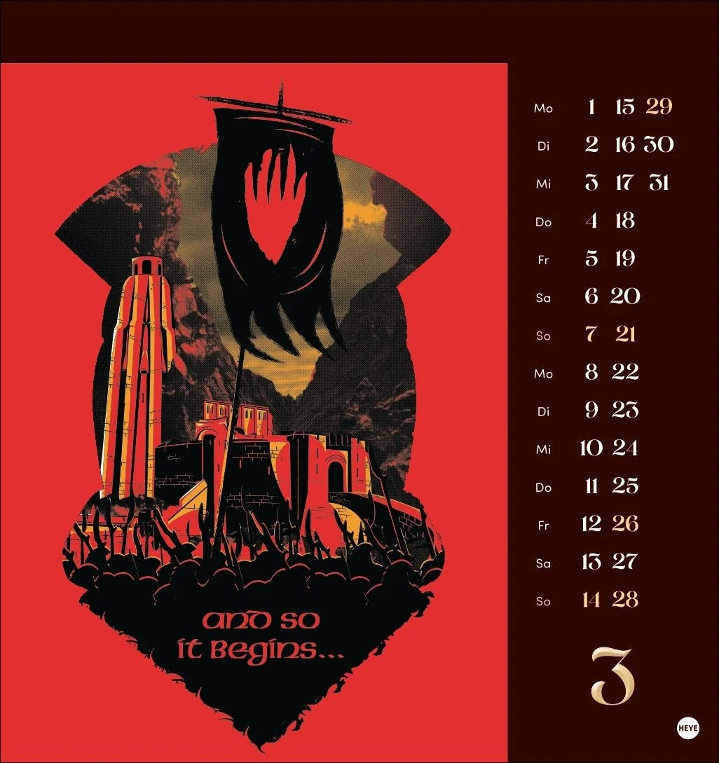 Herr der Ringe Postkartenkalender 2027 – Ansicht