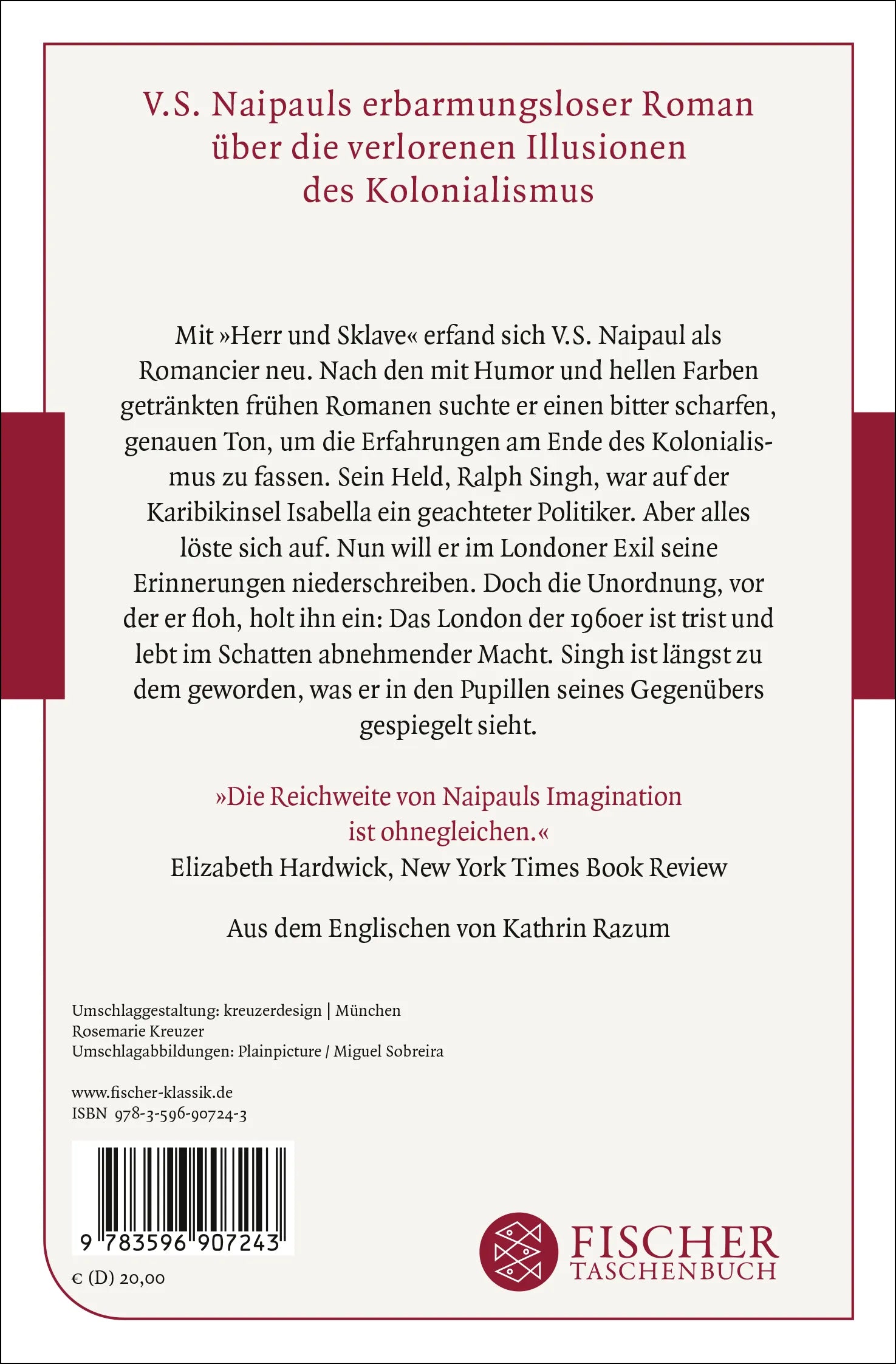 Buchrückseite von 'Herr und Sklave' mit Klappentext - Taschenbuch