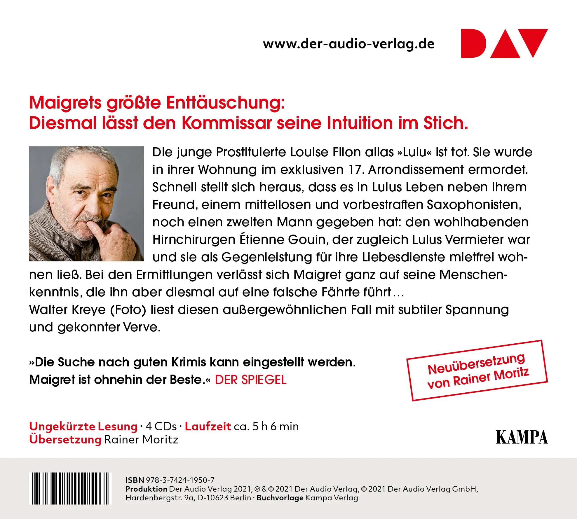 Buchrückseite von 'Hier irrt Maigret' mit Klappentext - Hörbuch (CD)