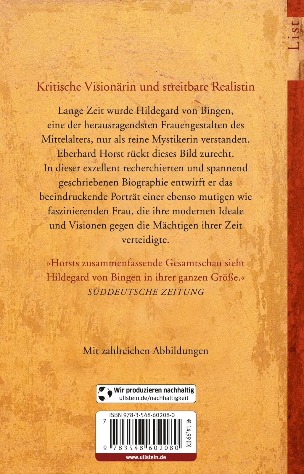 Buchrückseite von 'Hildegard von Bingen' mit Klappentext - Taschenbuch